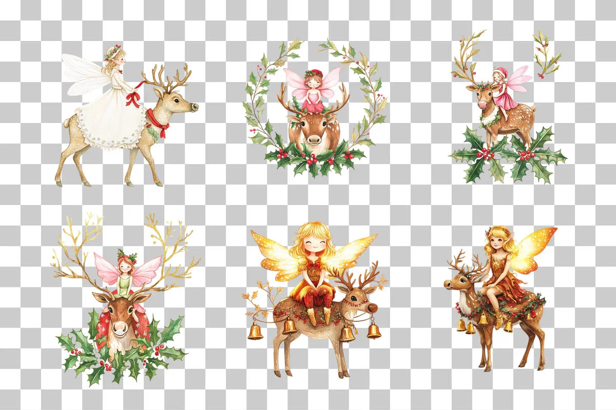 Magical Fairy Reindeer Christmas Clipart Bundle - CraftNest - Digital Crafting and Art