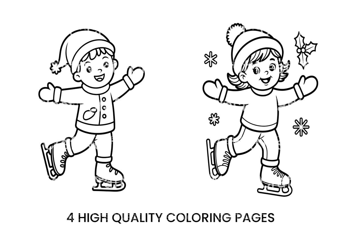 Winter Ice Skating Kids Coloring Books