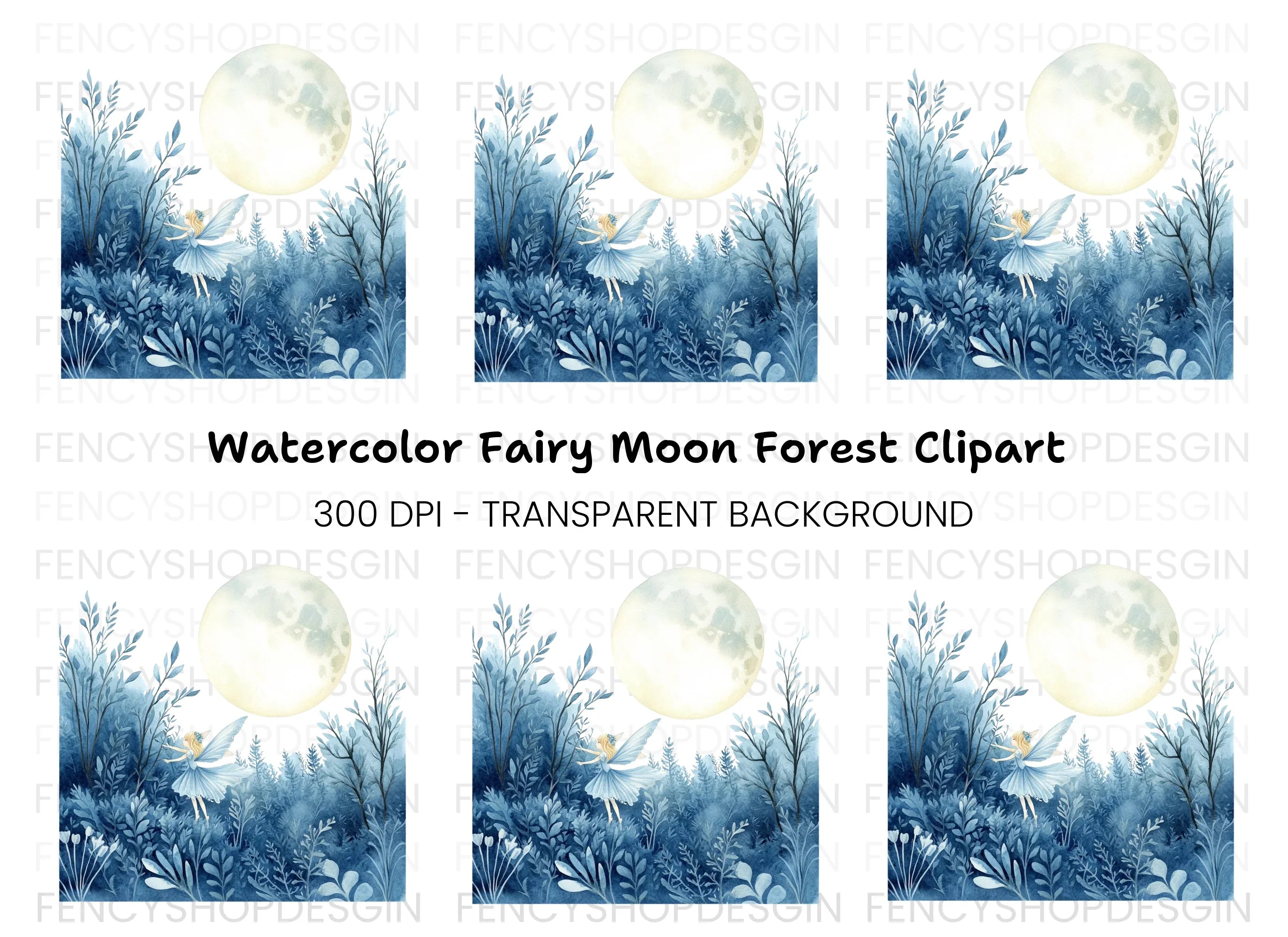 Moonlit Fairy Forest Clipart Bundle