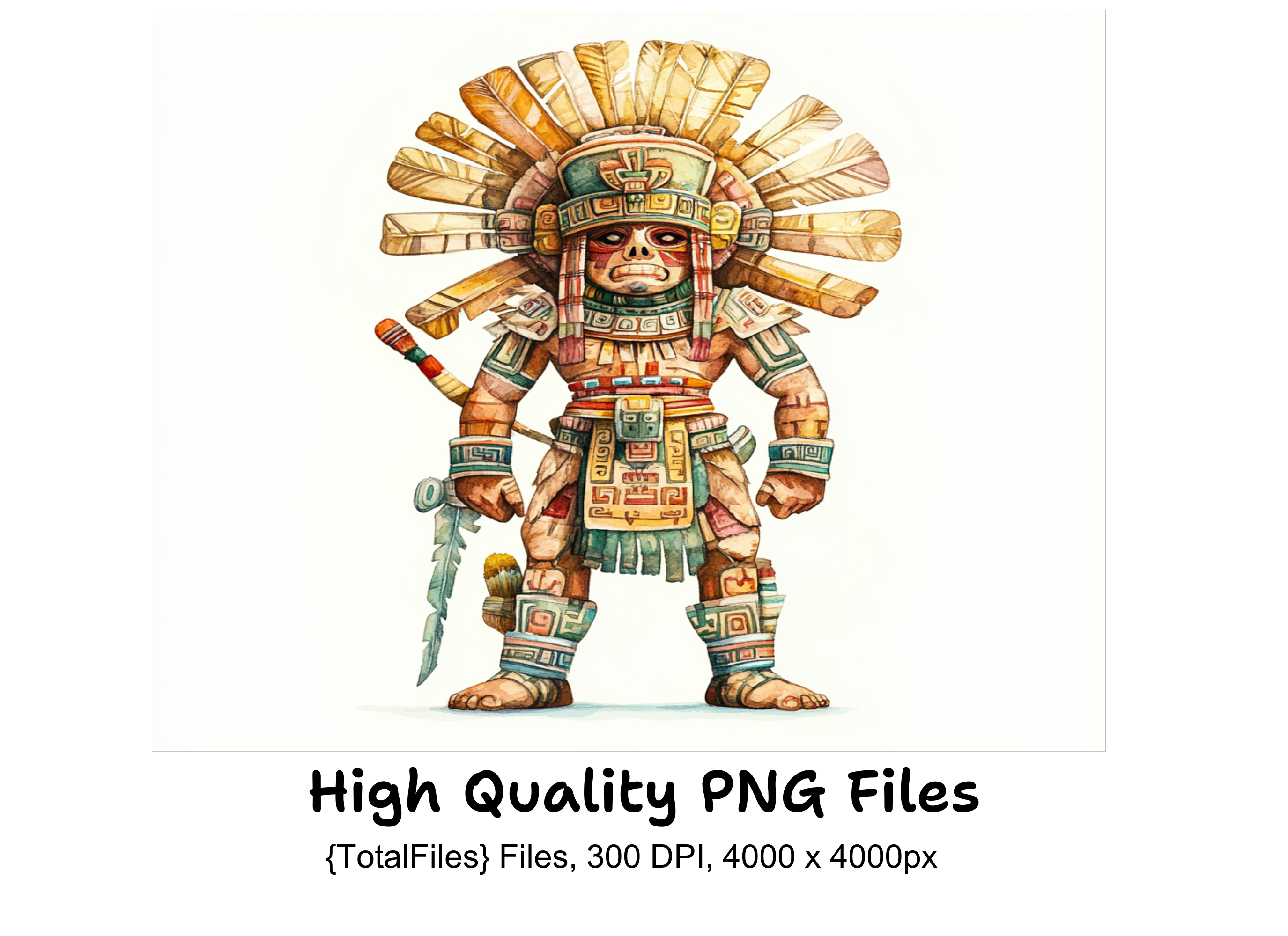Ancient Aztec Warrior Clipart Bundle