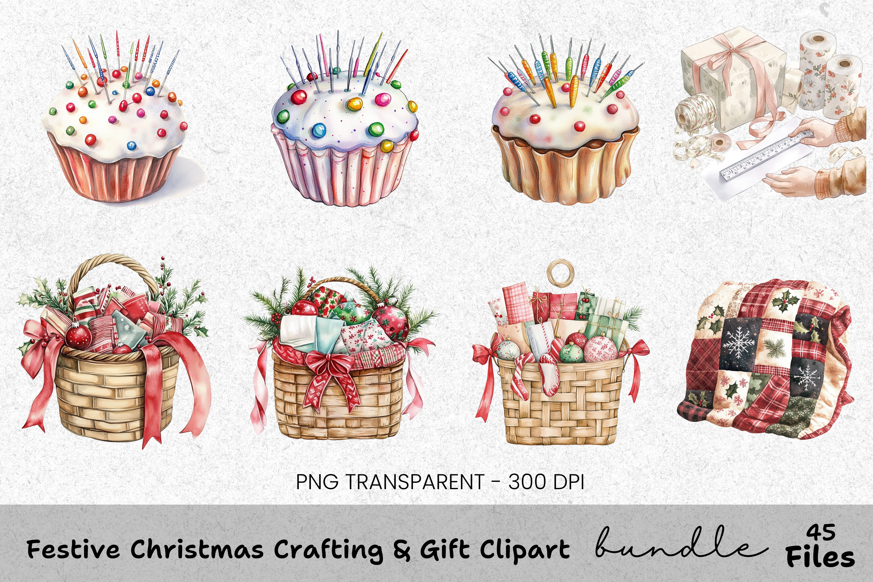Christmas Candy Cane Holly Clipart Bundle