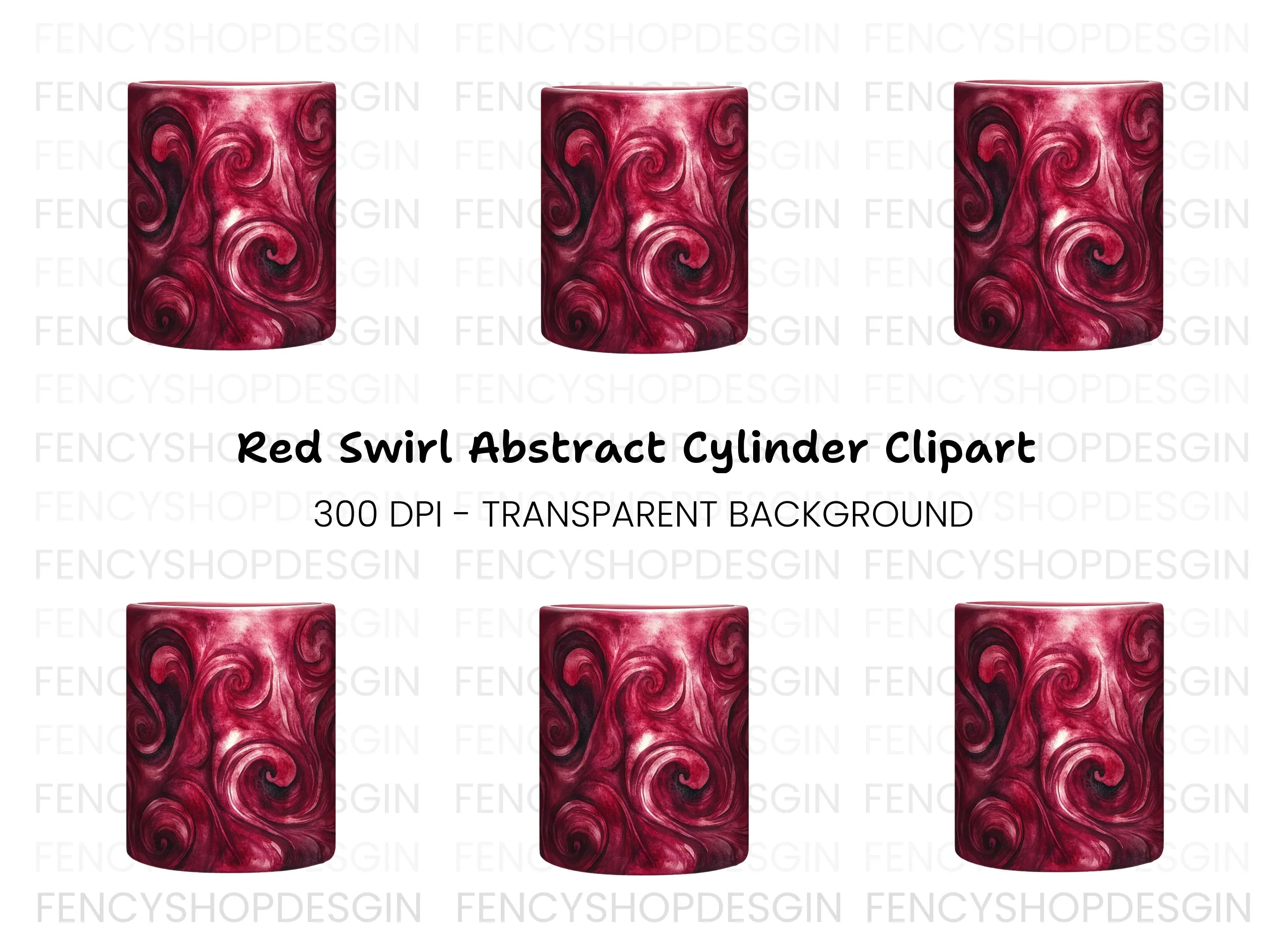 Deep Red Swirls Clipart Bundle