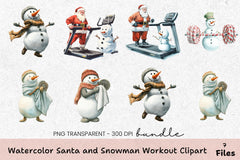 Santa and Snowman Workout Clipart Bundle - CraftNest - Digital Crafting and Art