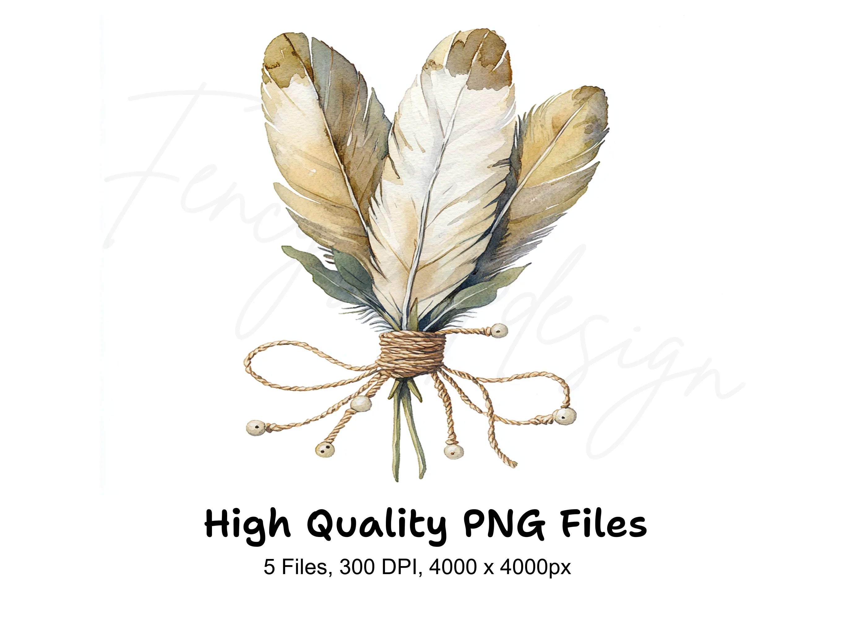 Boho Feather Bouquets Clipart Bundle