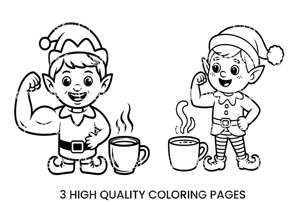 Christmas Elf with Hot Cocoa Coloring Books