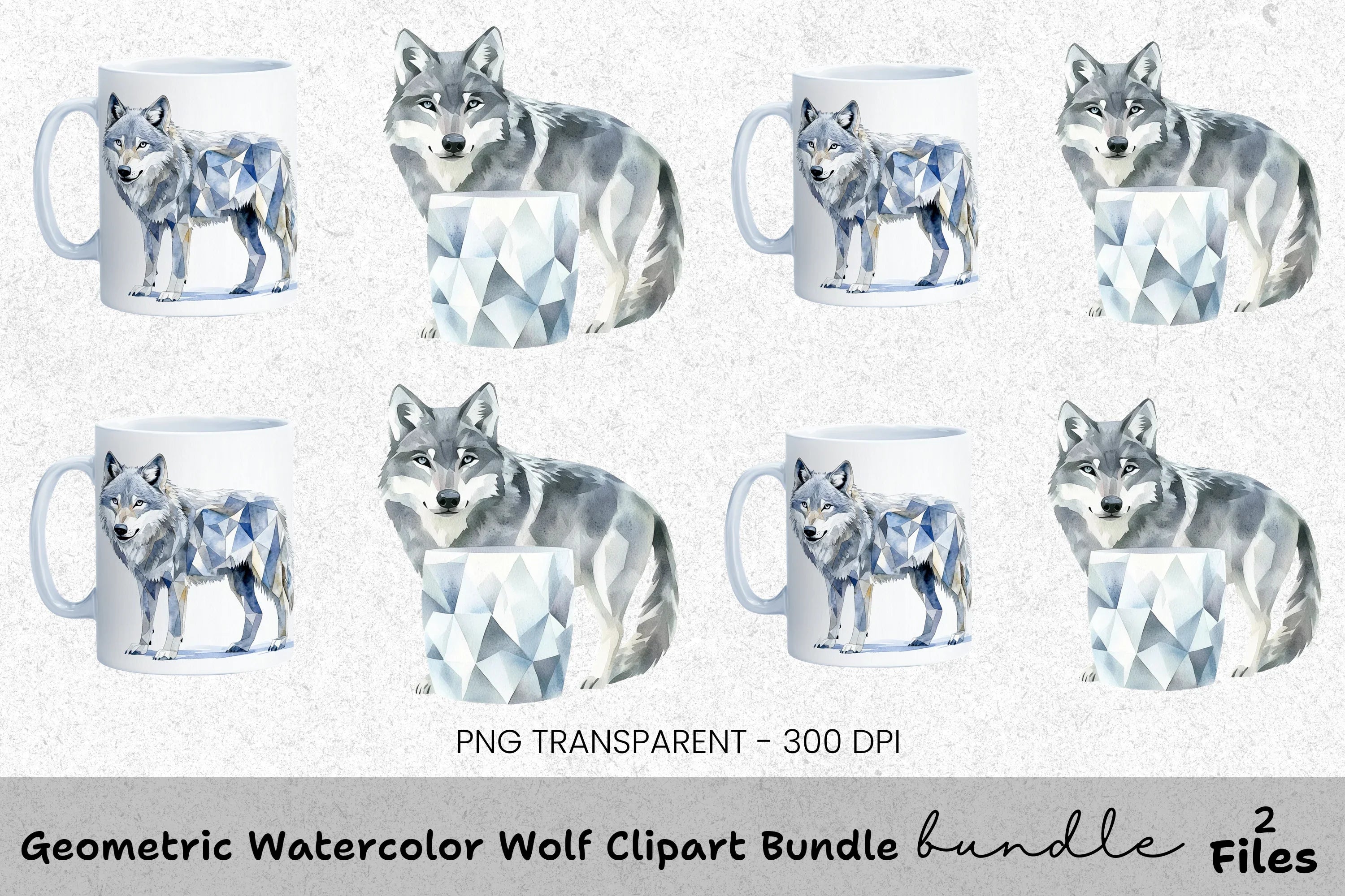 Geometric Wolf Clipart Bundle