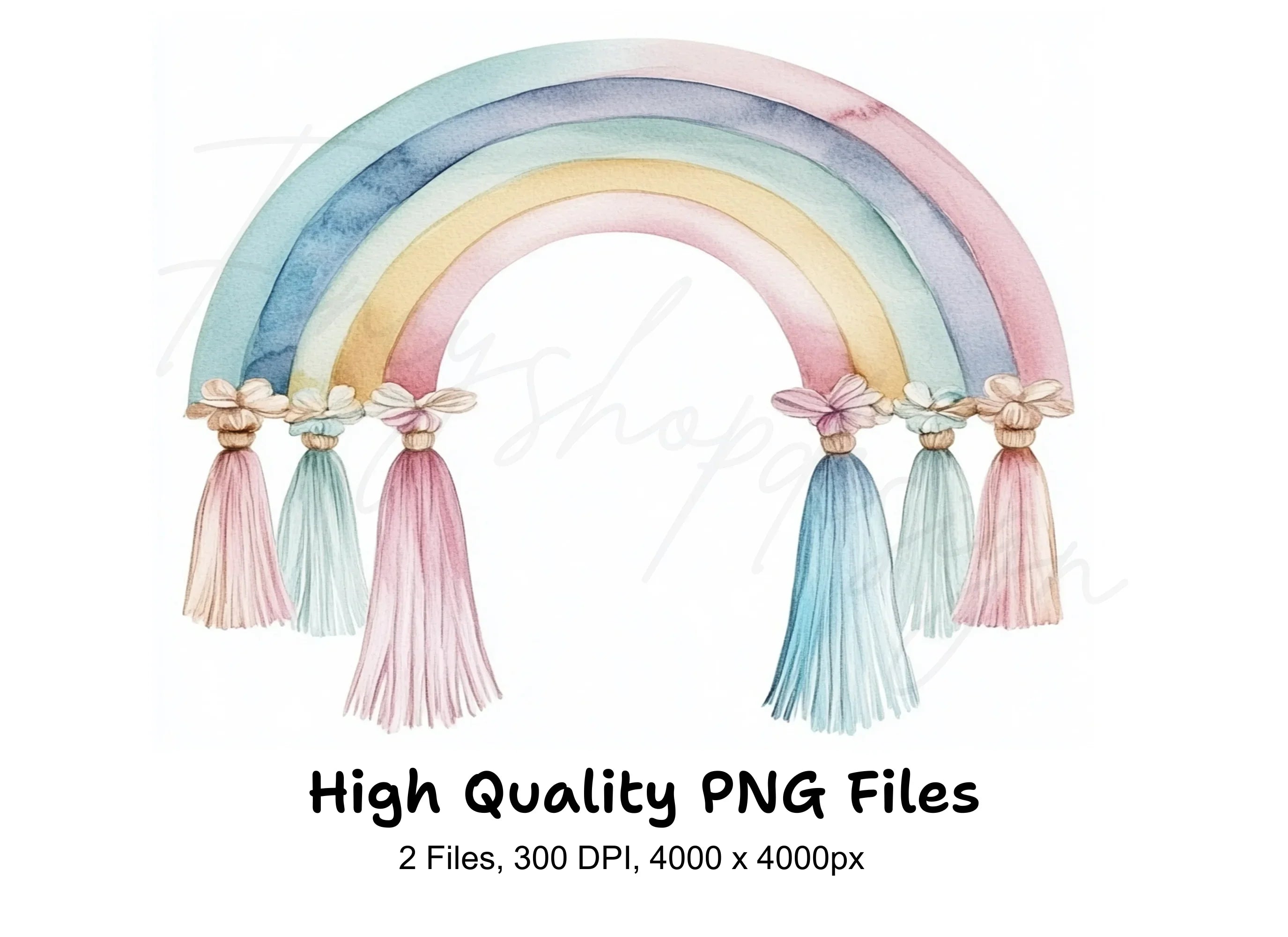 Pastel Rainbow Tassels Clipart Bundle