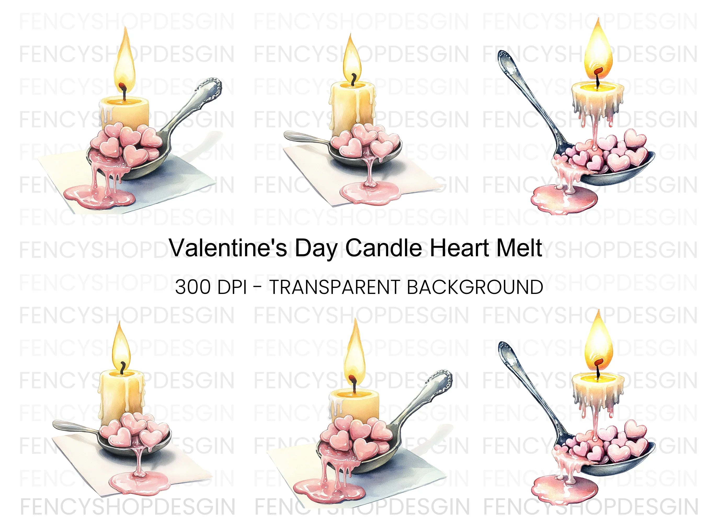 Romantic Candle Heart Clipart Bundle