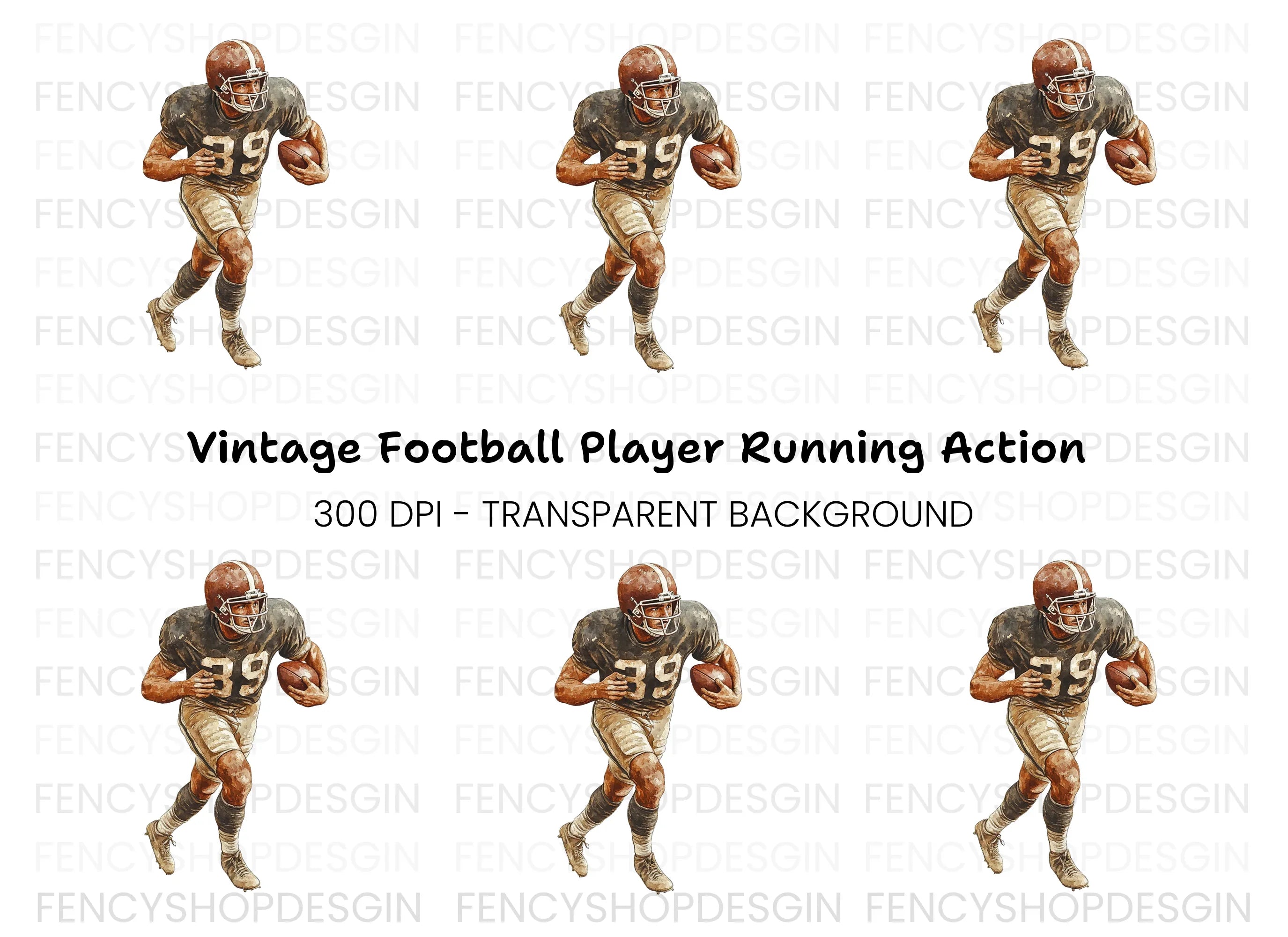 Vintage Football Player Clipart Bundle