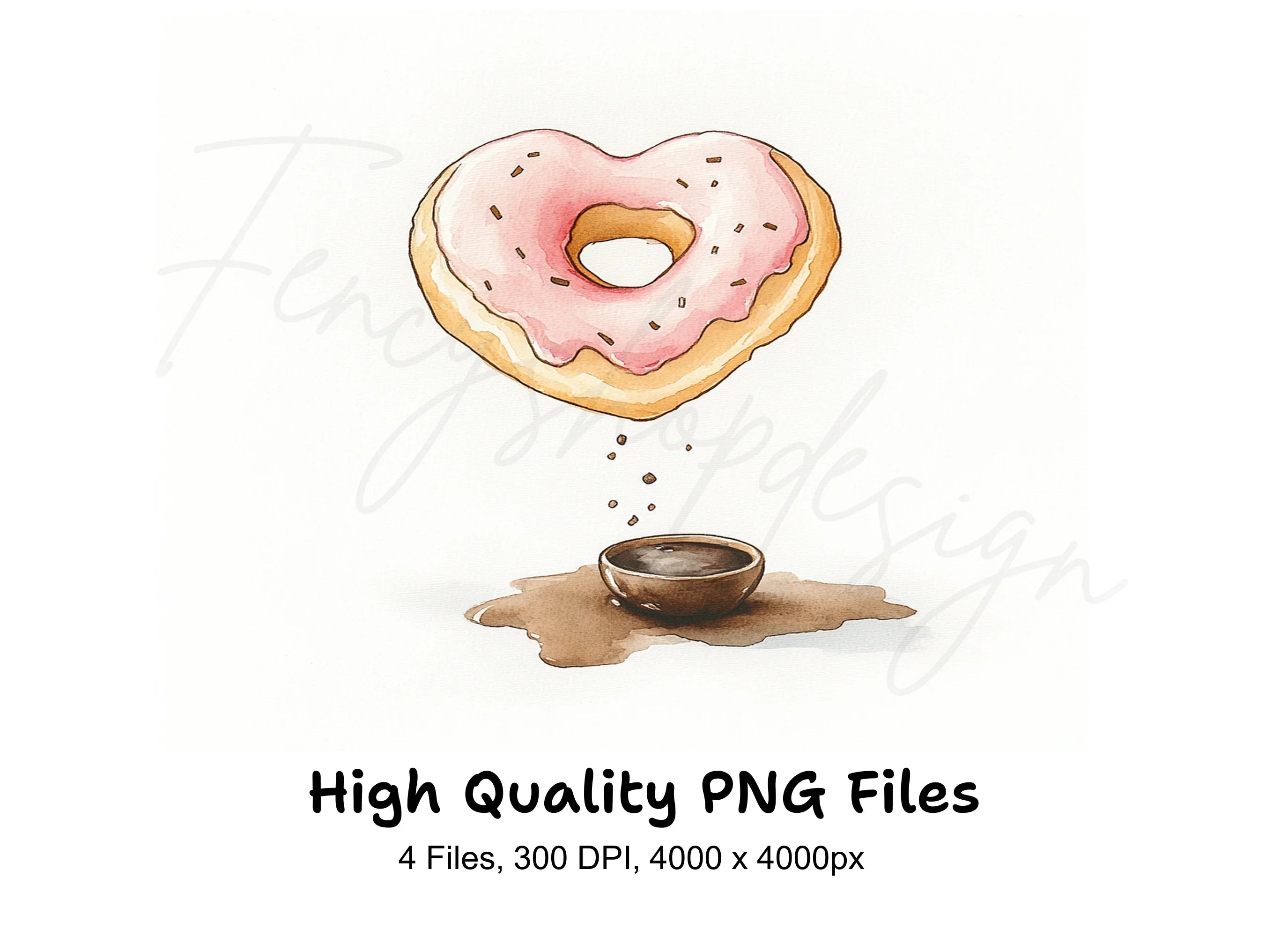 Heart Donut Coffee Splash Clipart Bundle