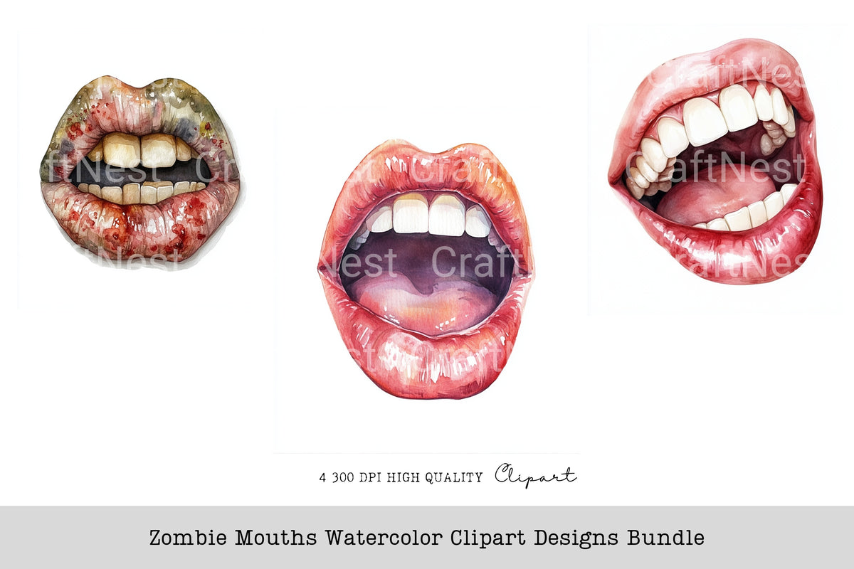 Zombie Mouths Designs Clipart Bundle