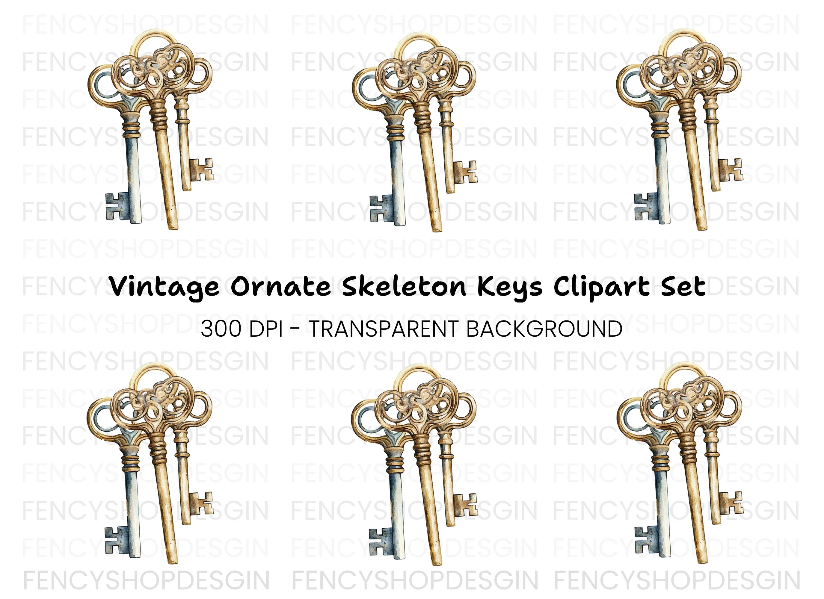 Elegant Antique Keys Clipart Bundle