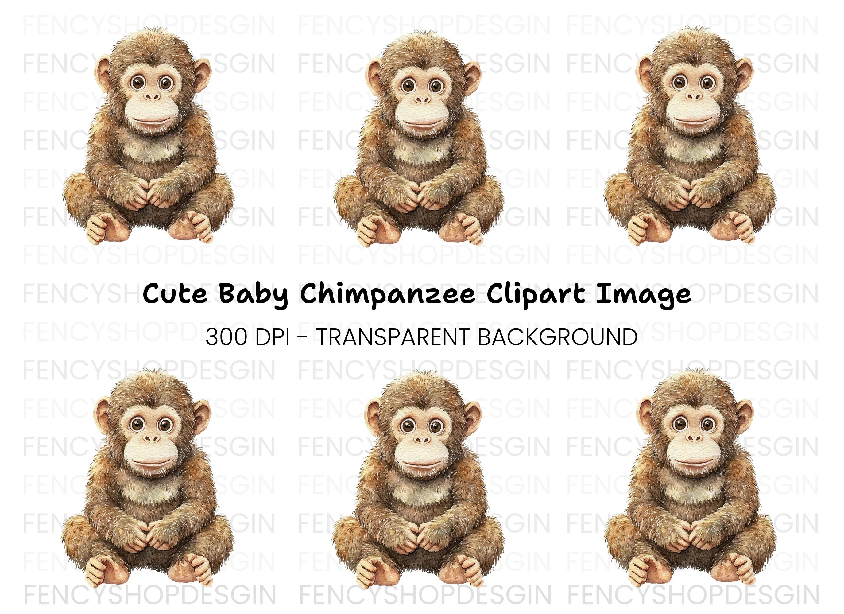 Adorable Baby Monkey Clipart Bundle