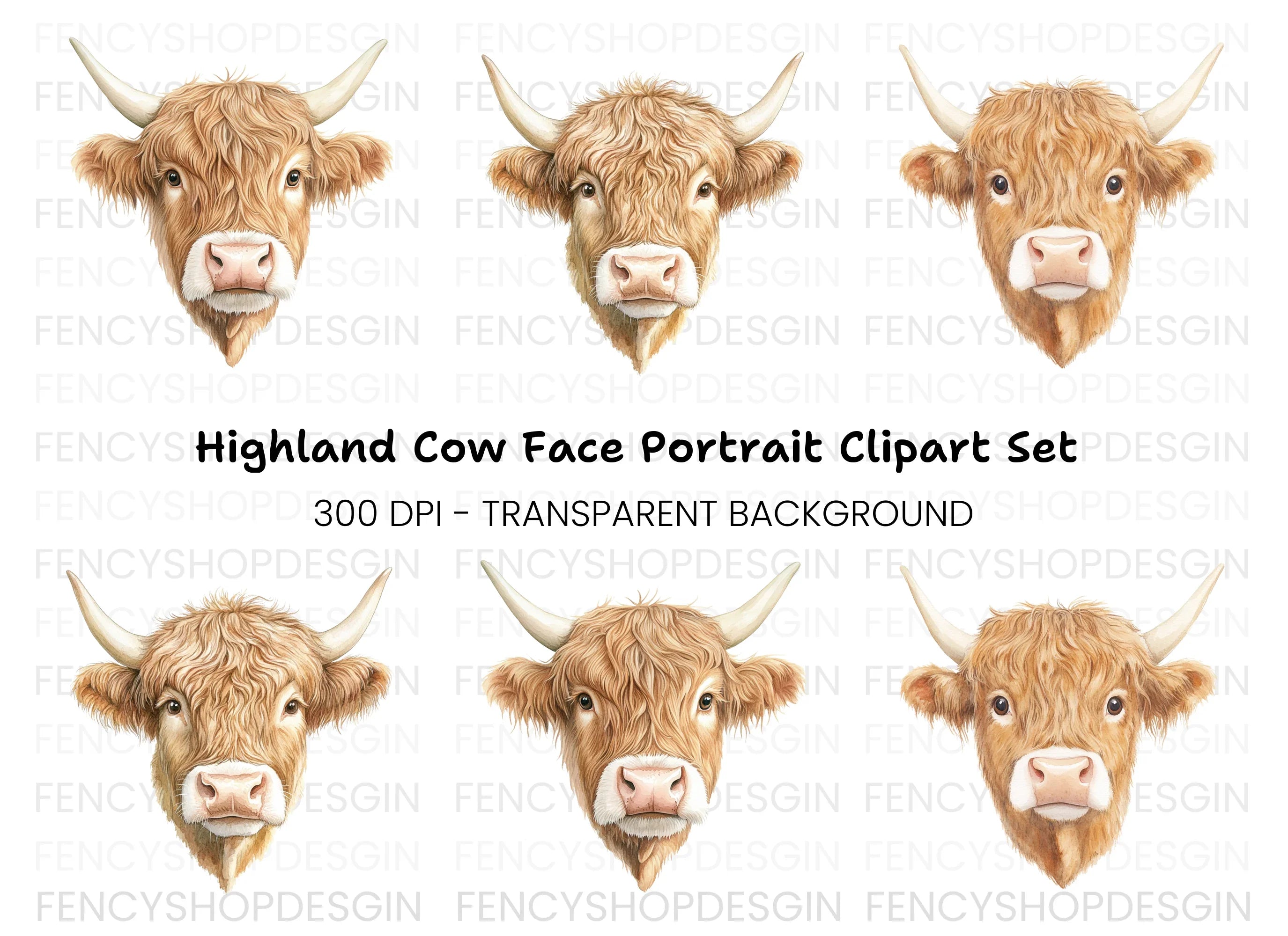 Highland Cow Clipart Bundle