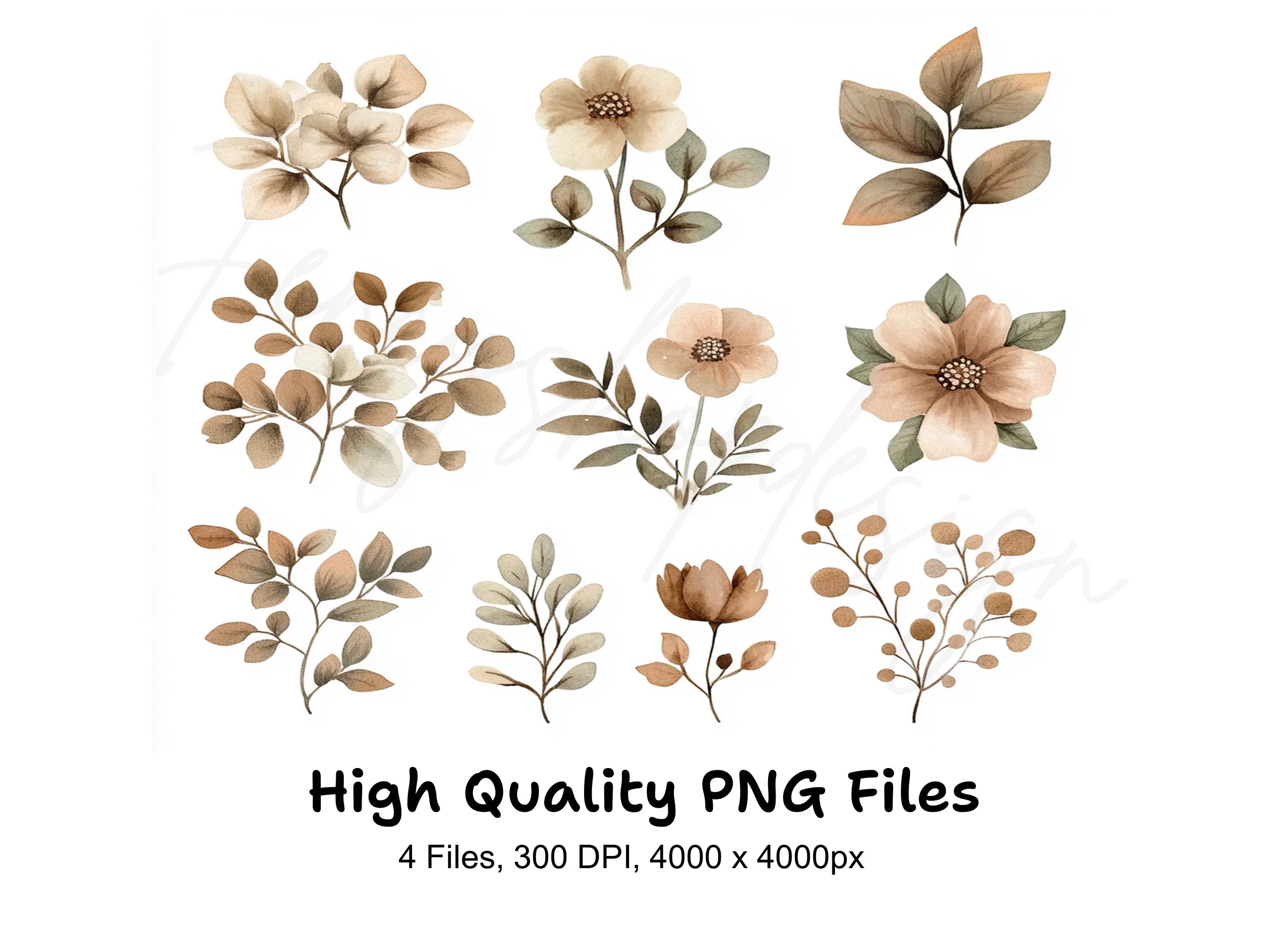 Boho Floral Clipart Bundle