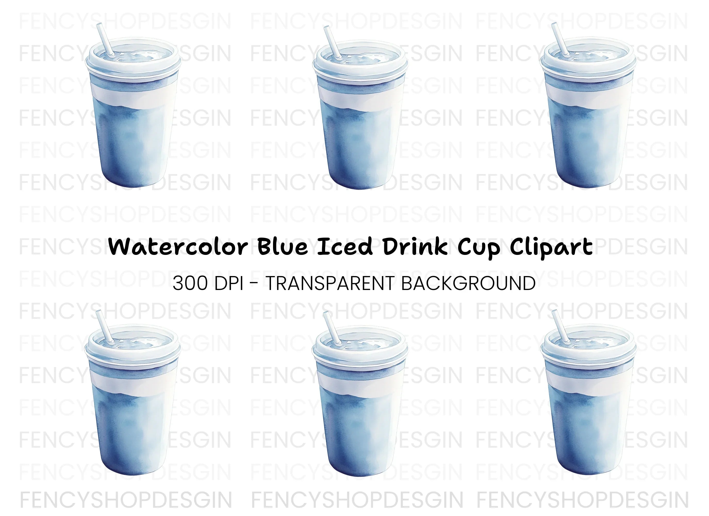 Blue Smoothie Cup Clipart Bundle