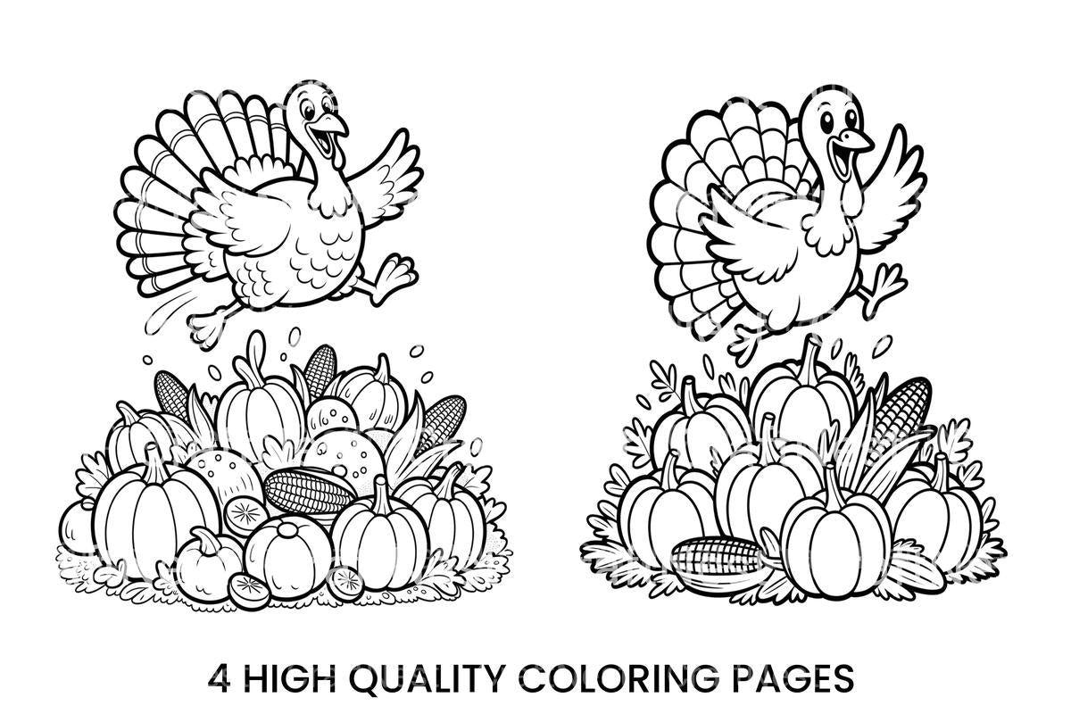 Cute Turkey Thanksgiving Coloring Books