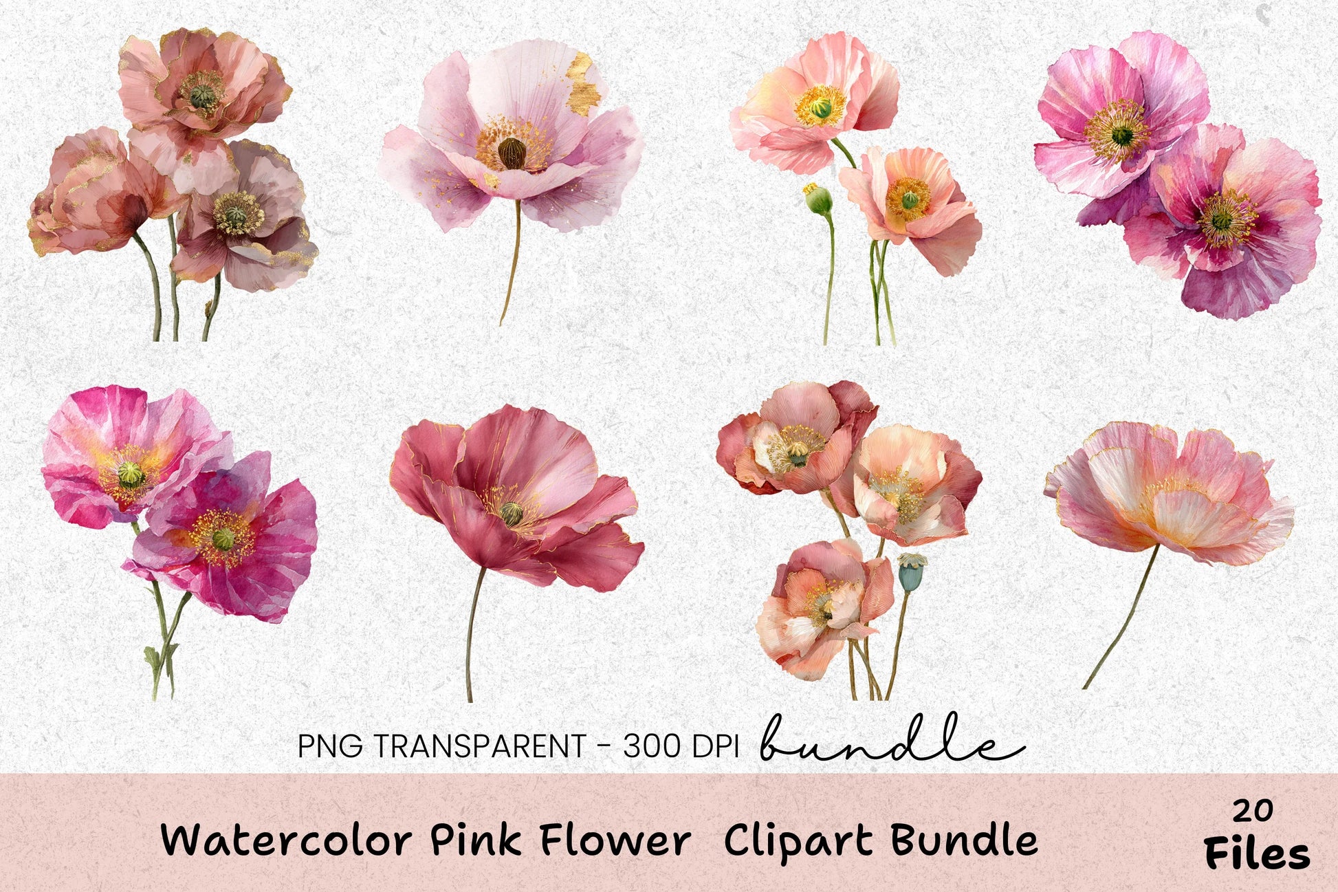 Pink Flower Clipart Bundle 404 - CraftNest - Digital Crafting and Art