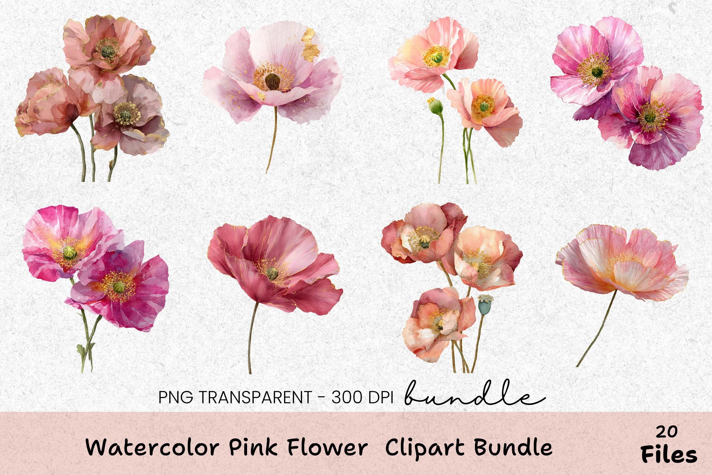 Pink Flower Clipart Bundle 404 - CraftNest - Digital Crafting and Art