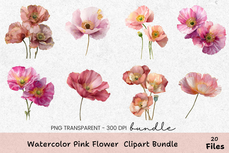 Pink Flower Clipart Bundle 404 - CraftNest - Digital Crafting and Art
