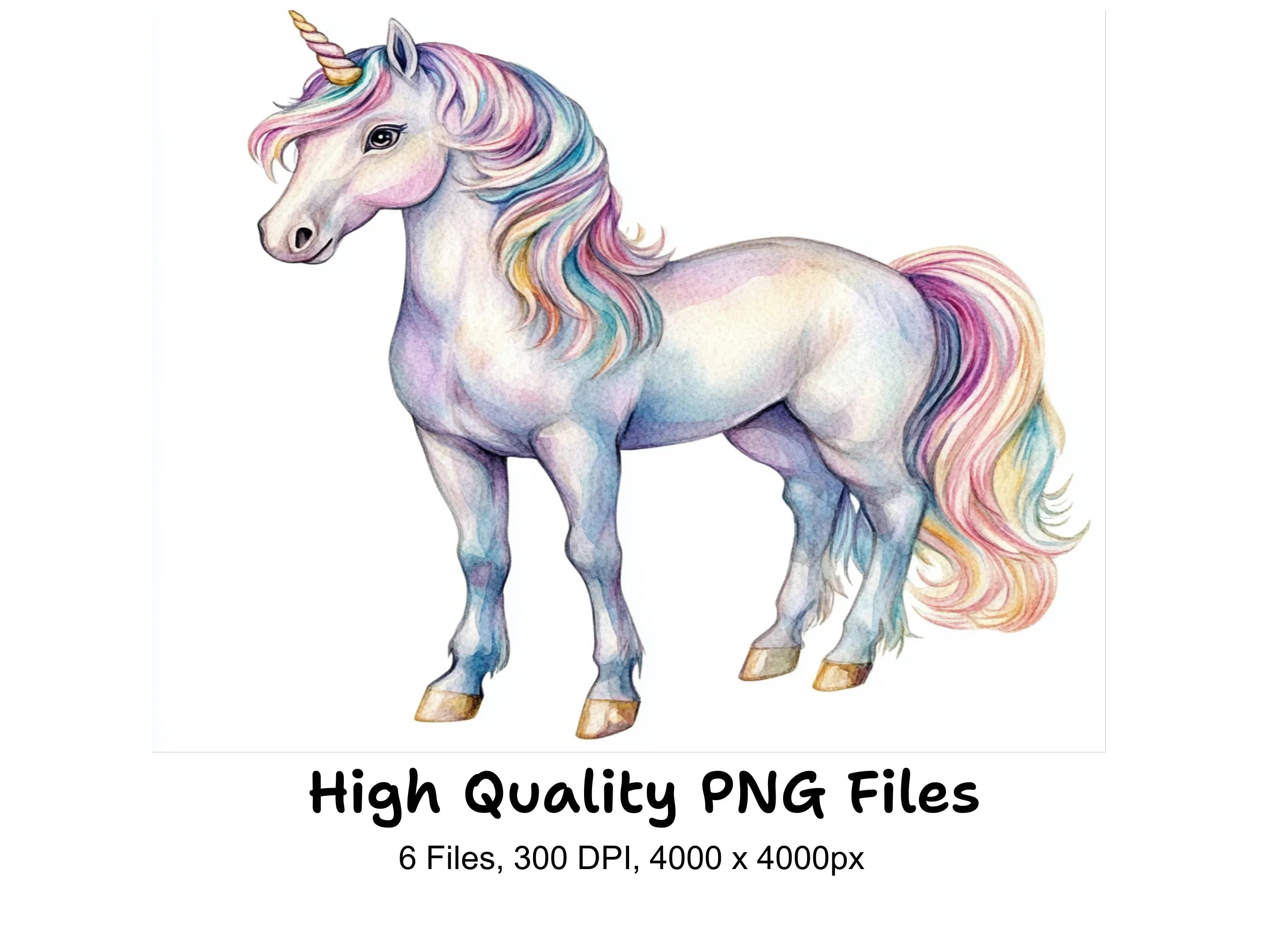 Pastel Unicorns Clipart Bundle