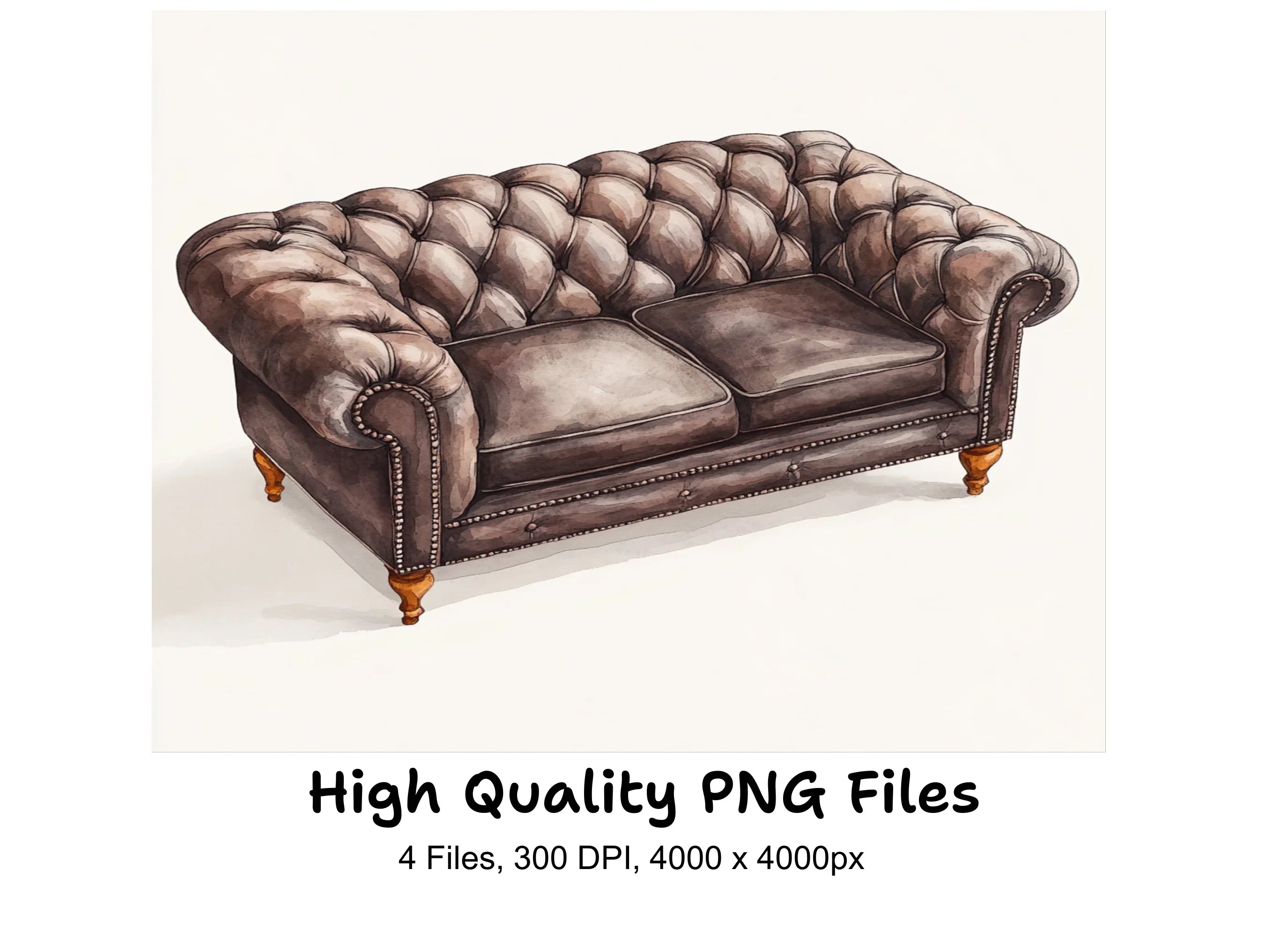 Vintage Chesterfield Sofa Clipart Bundle