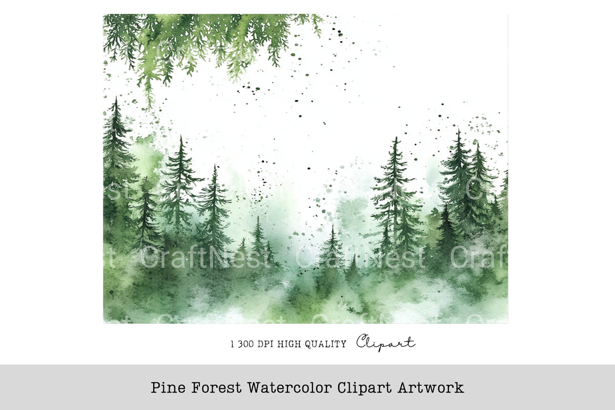 Pine Forest Artwork Clipart Bundle