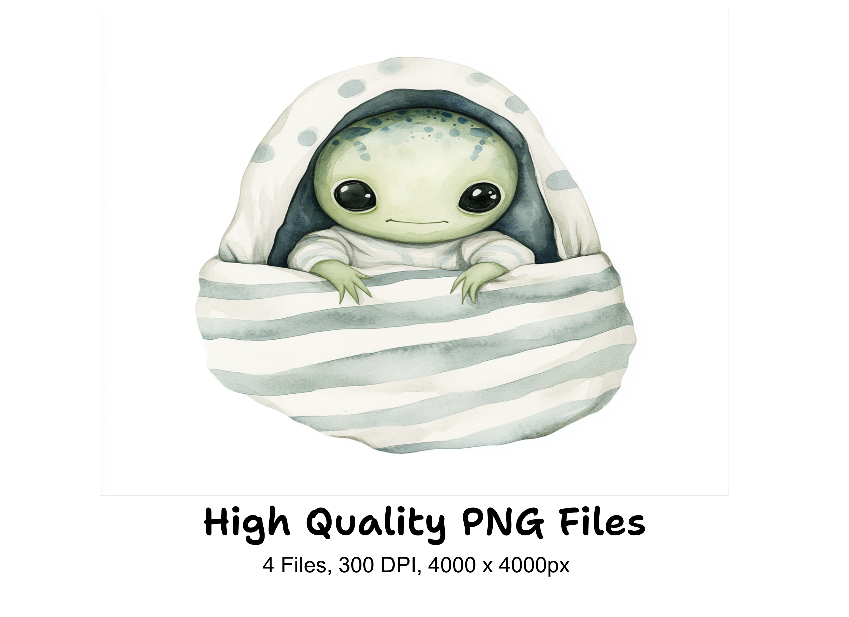 Sweet Alien Babies Sleeping Clipart Bundle