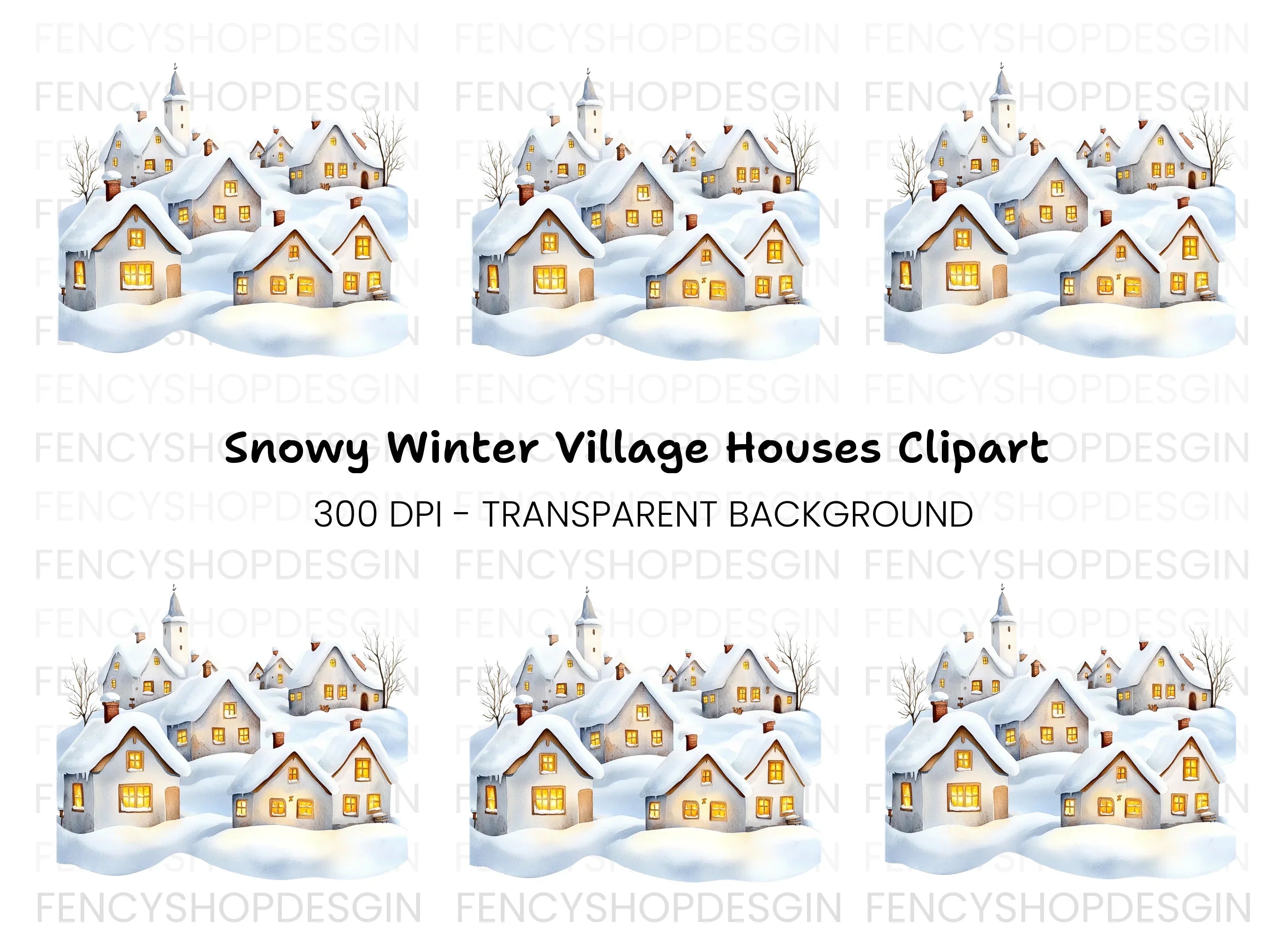 Winter Village Clipart Bundle