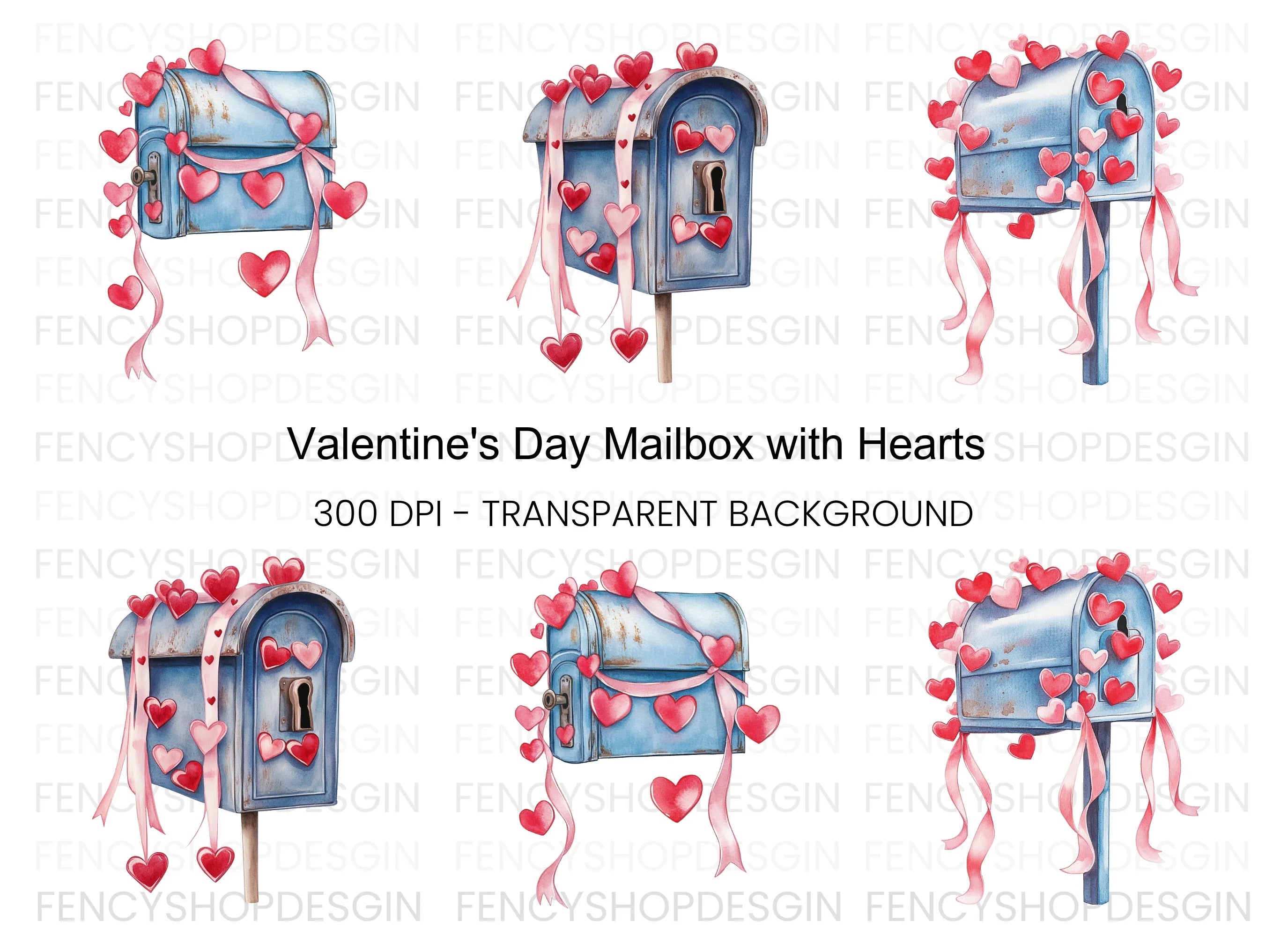 Valentine Mailbox Clipart Bundle