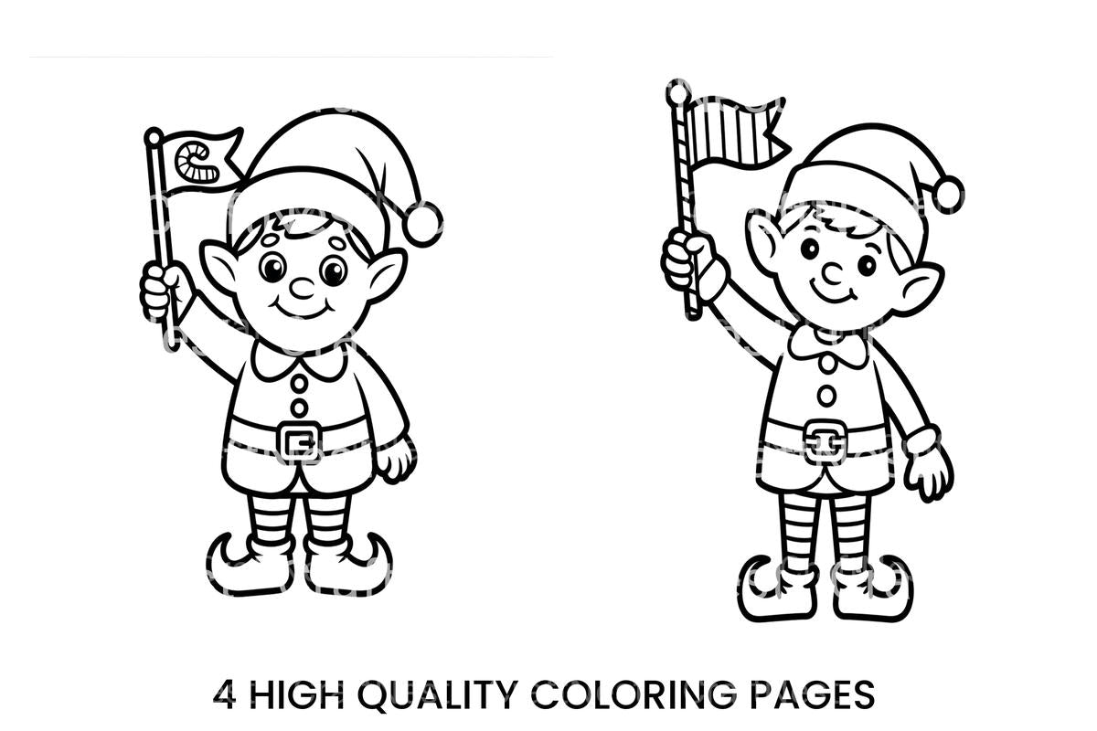 Christmas Elf with Flag Coloring Books