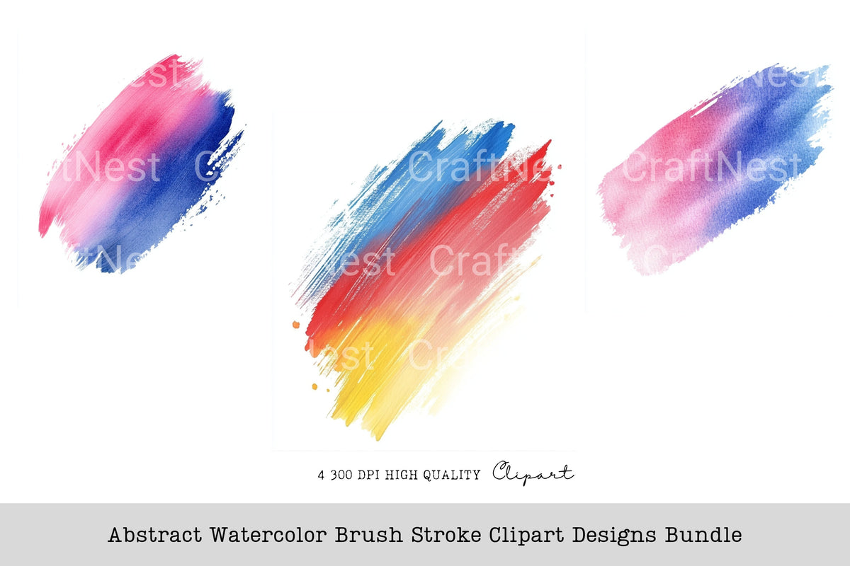 Abstract Brush Stroke Designs Clipart Bundle
