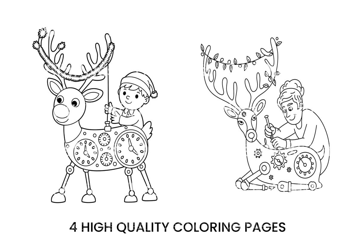 Steampunk Reindeer Adventure Coloring Books