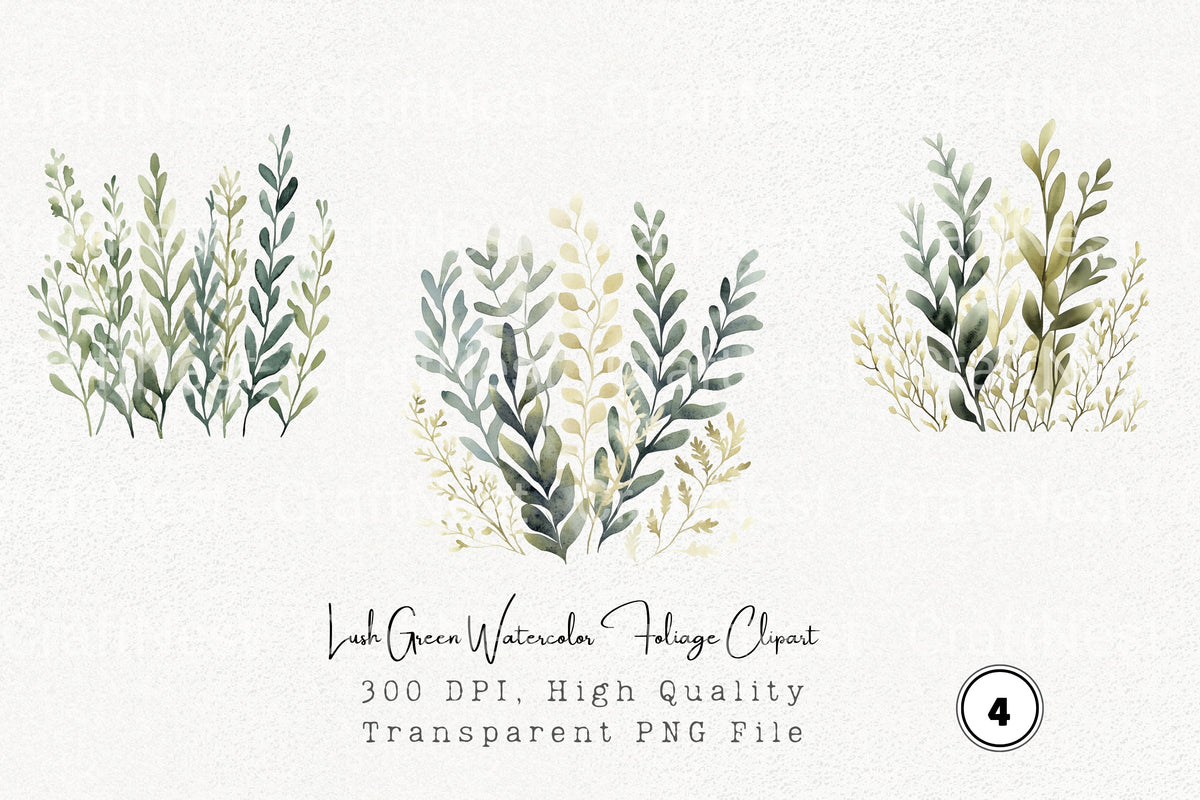 Lush Green Foliage Clipart Bundle