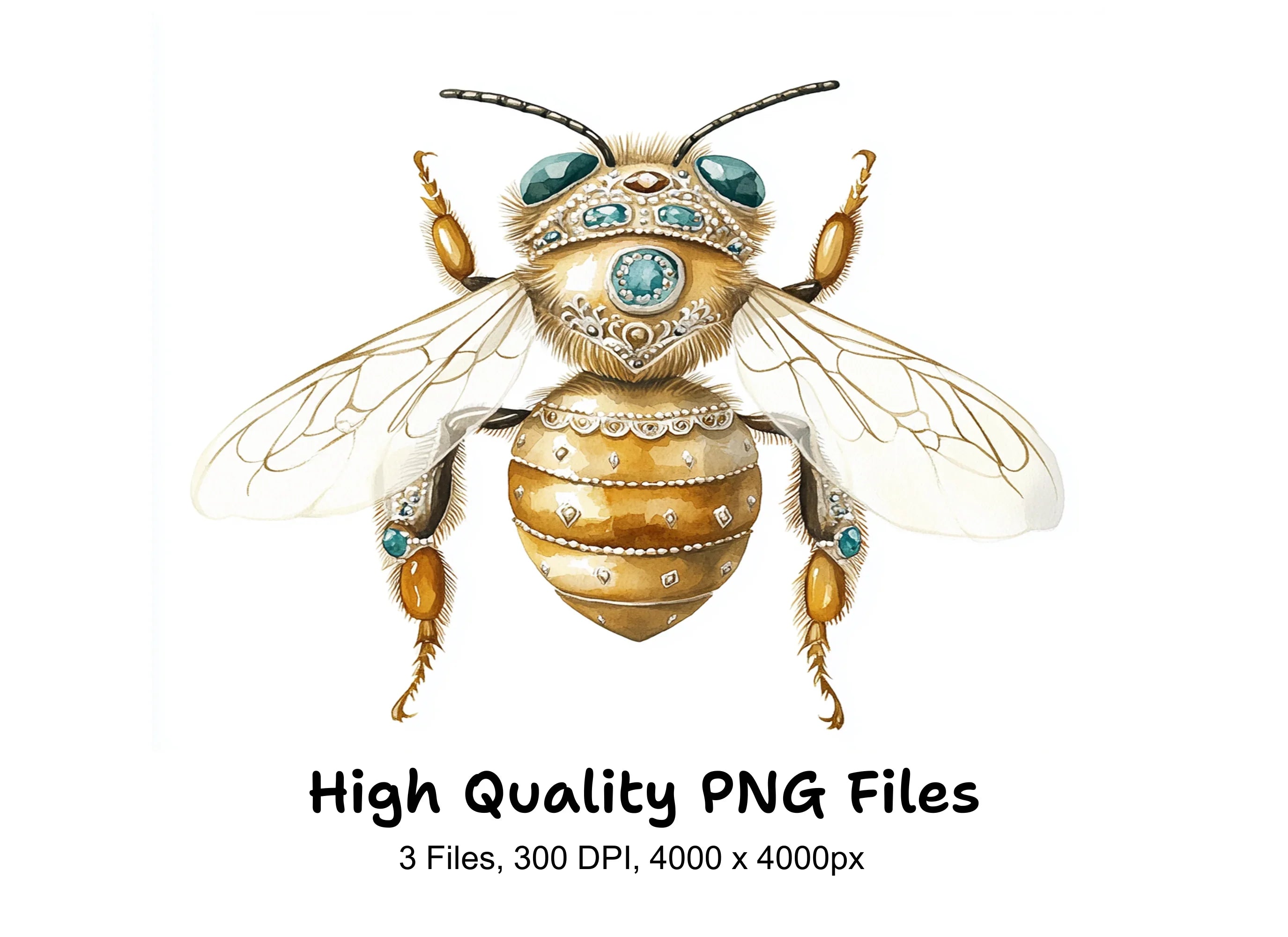 Elegant Gemstone Bee Clipart Bundle