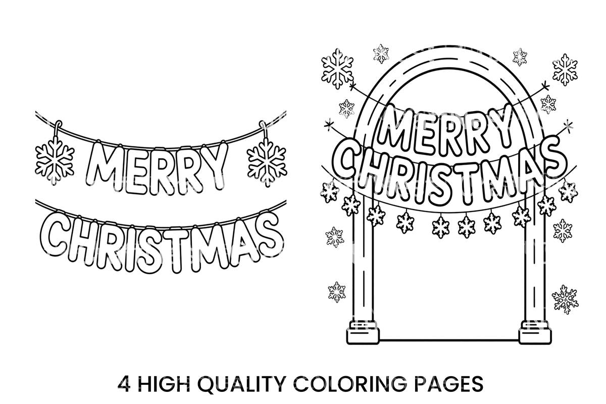 Merry Christmas Banner Coloring Books