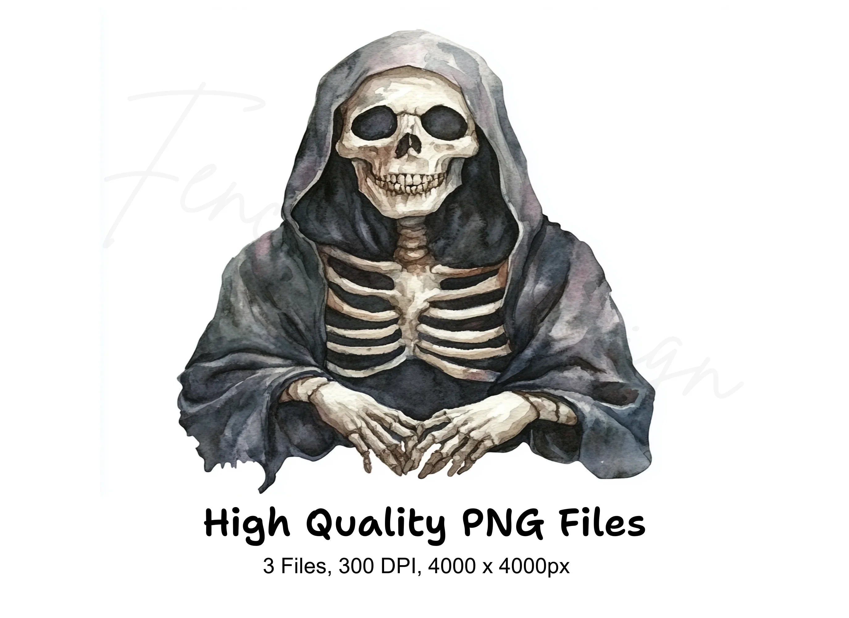 Spooky Grim Reaper Skeletons Clipart Bundle
