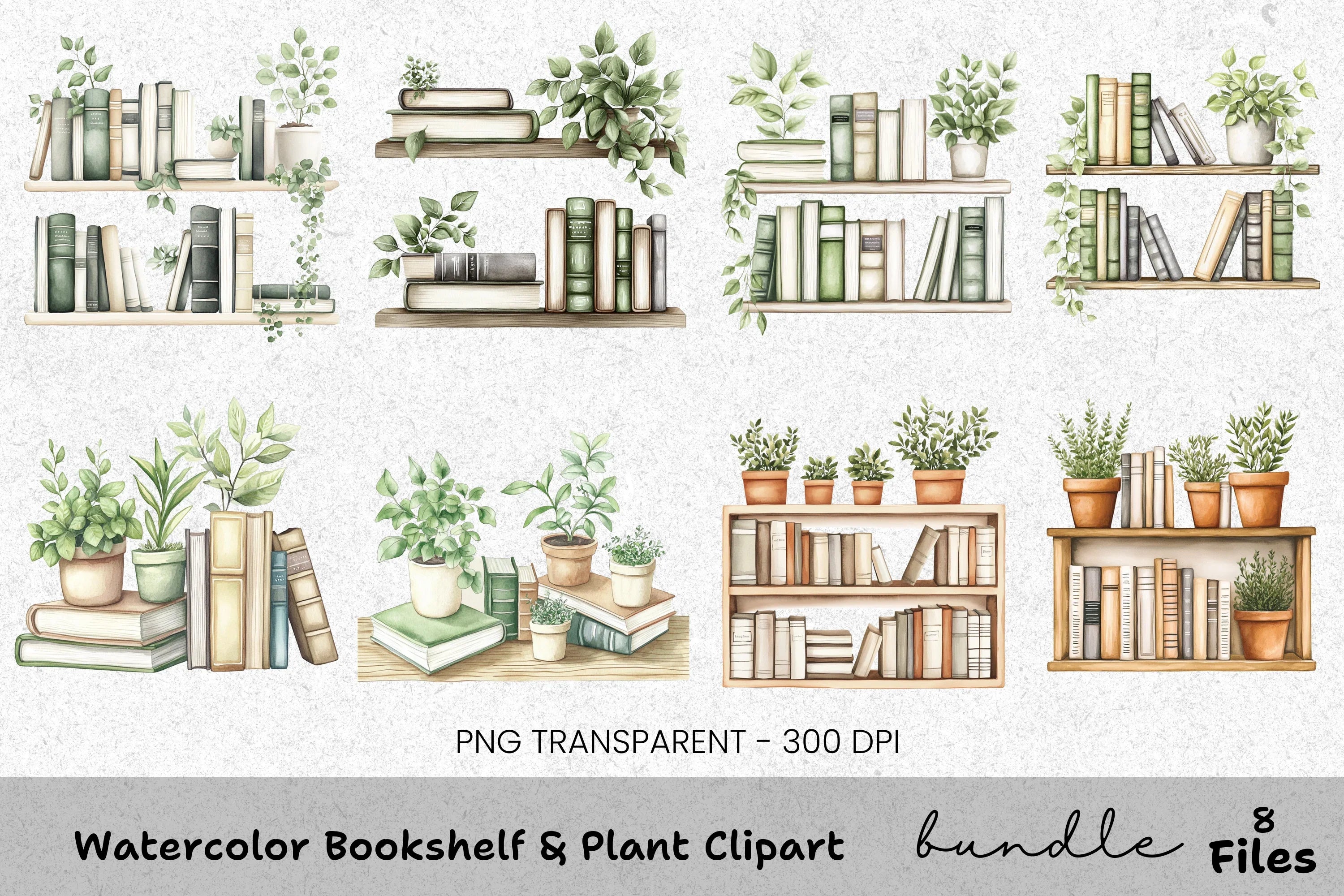 Bookshelf Plant Clipart Bundle