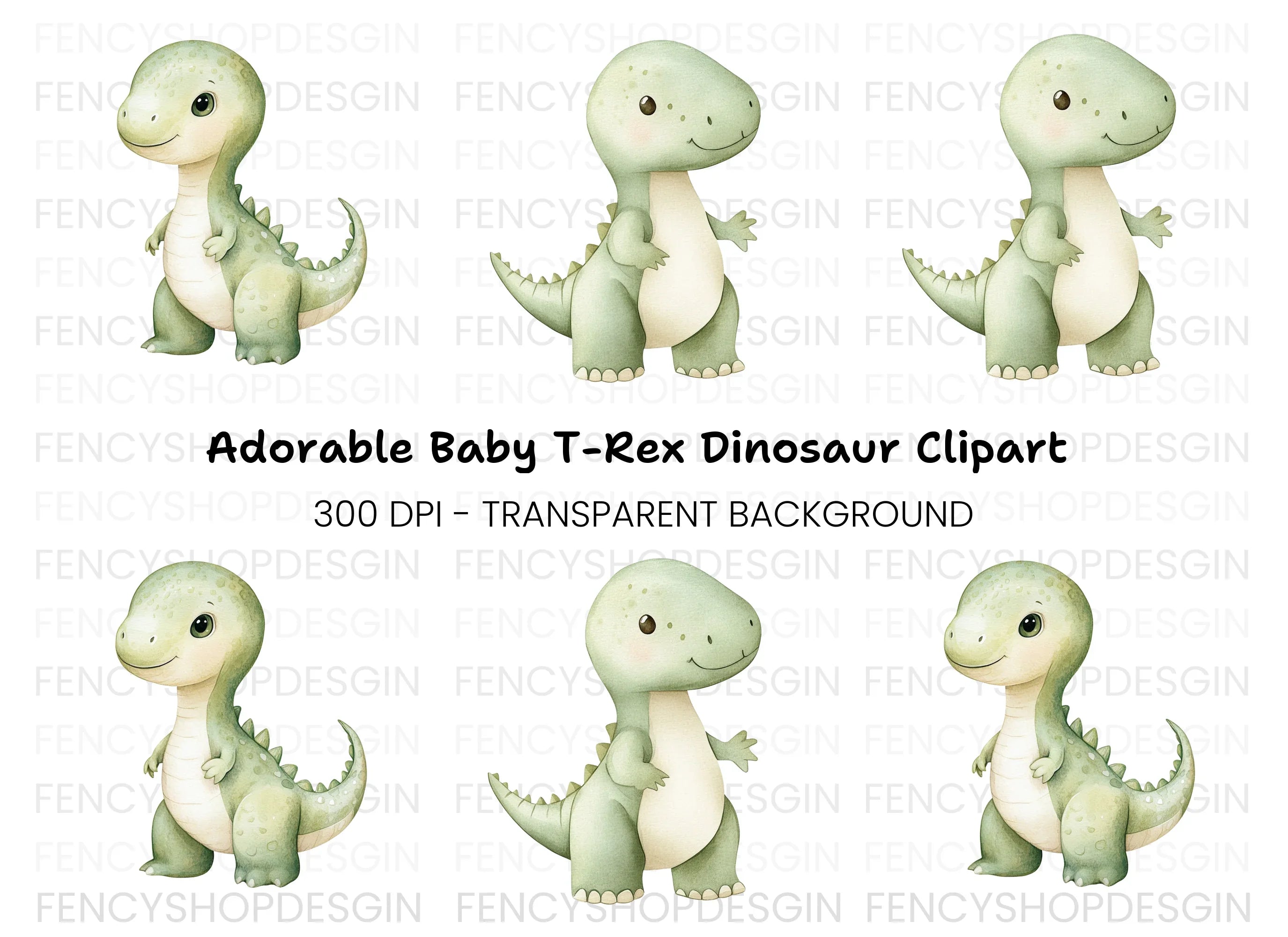 Cute Baby Dinosaur Clipart Bundle