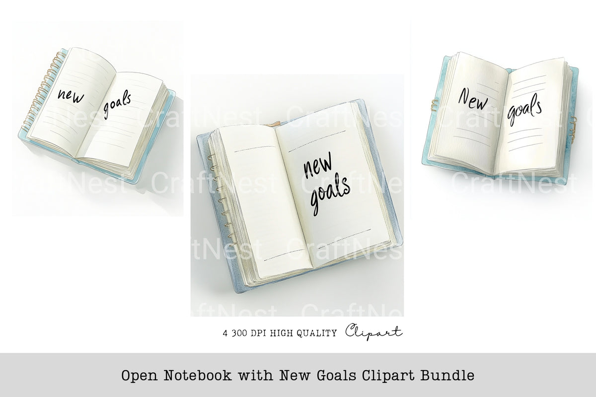 Open Notebook With New Goals Clipart Planner