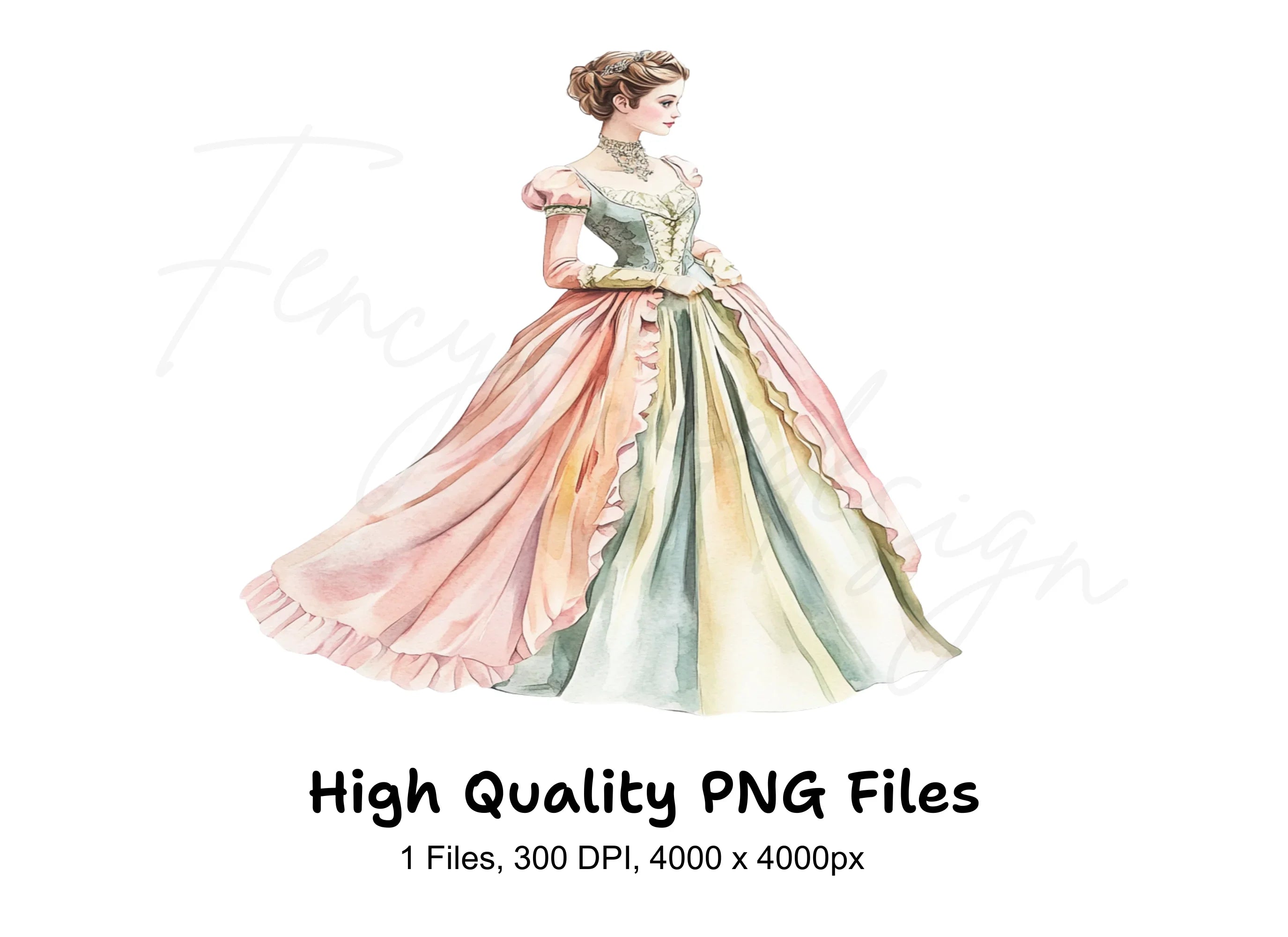 Elegant Victorian Ball Gown Clipart Bundle