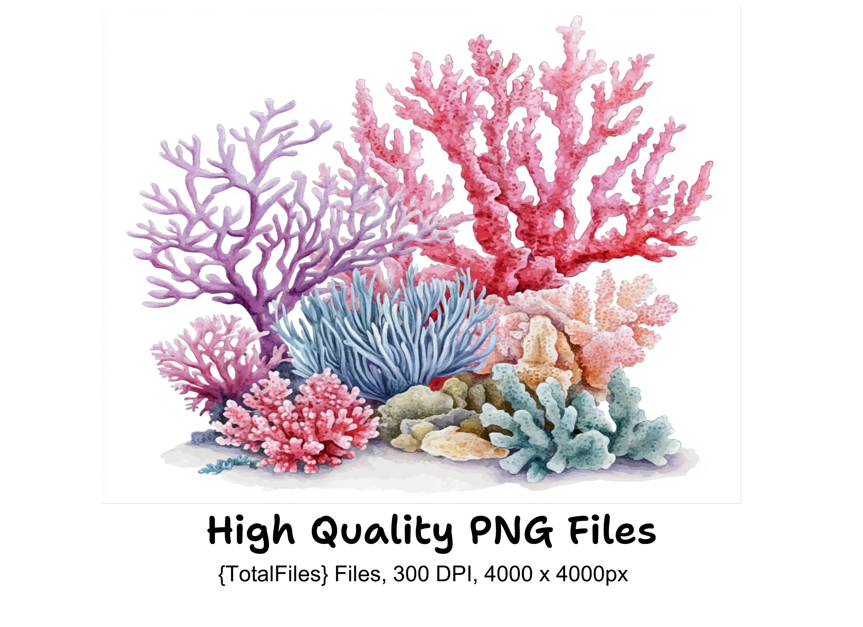 Colorful Coral Reef Elements Clipart Bundle