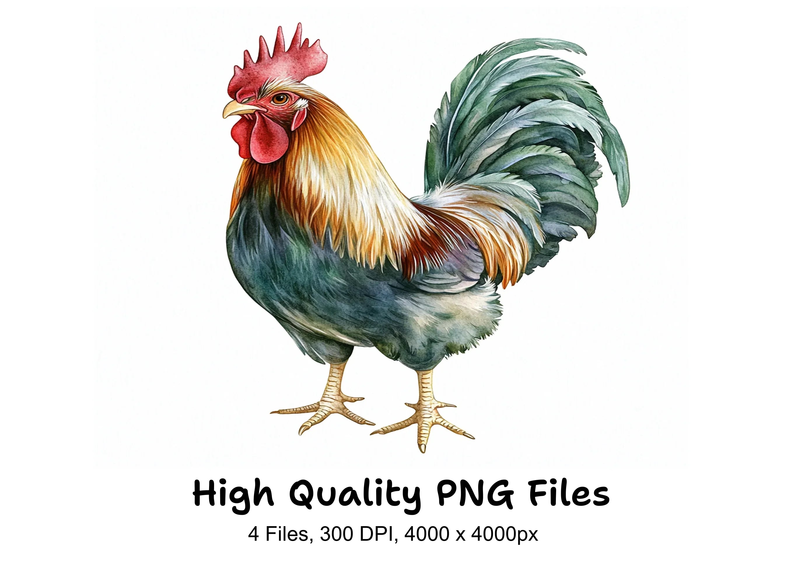 Vibrant Rooster Illustrations Clipart Bundle