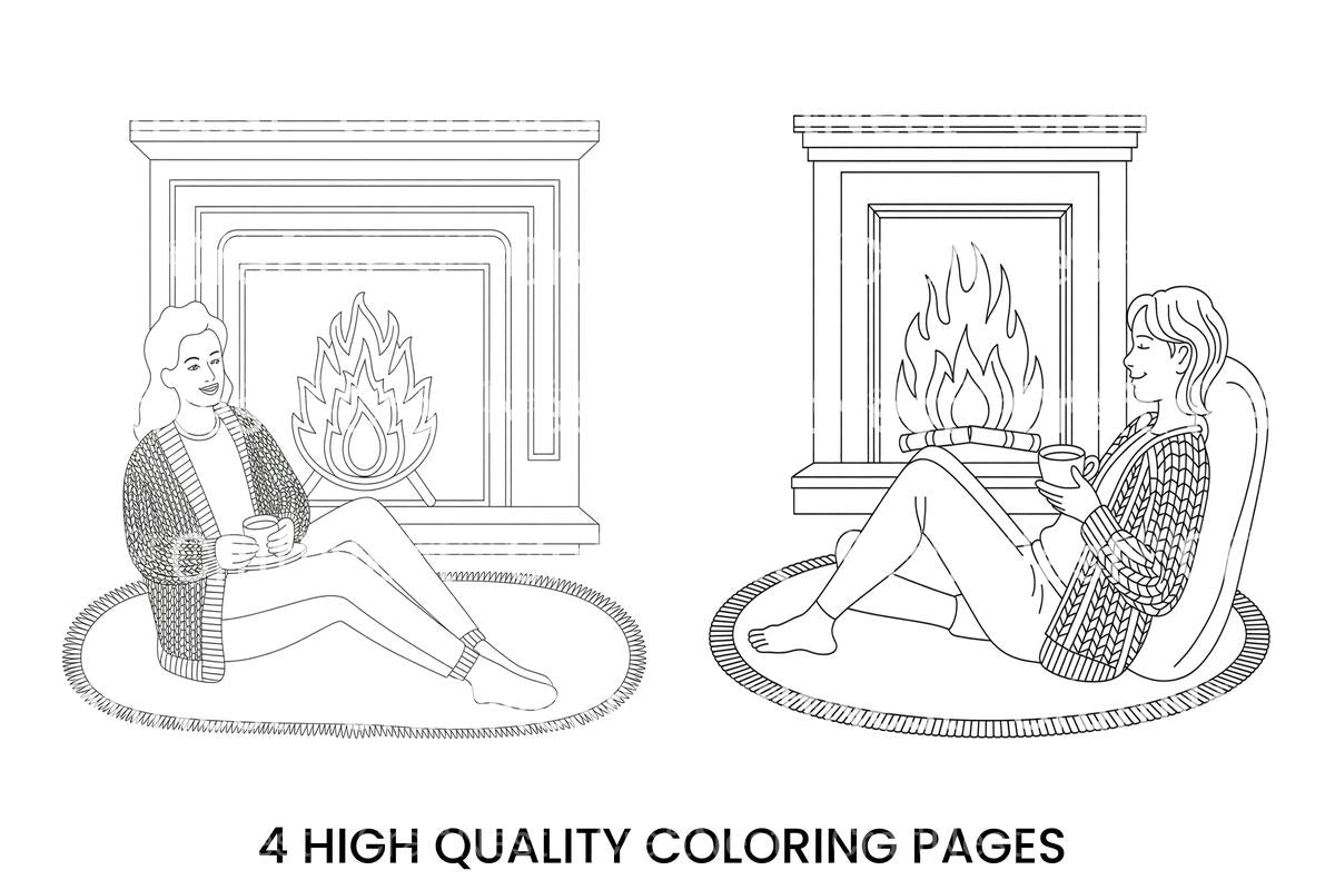 Relaxing by the Fireplace Coloring Books