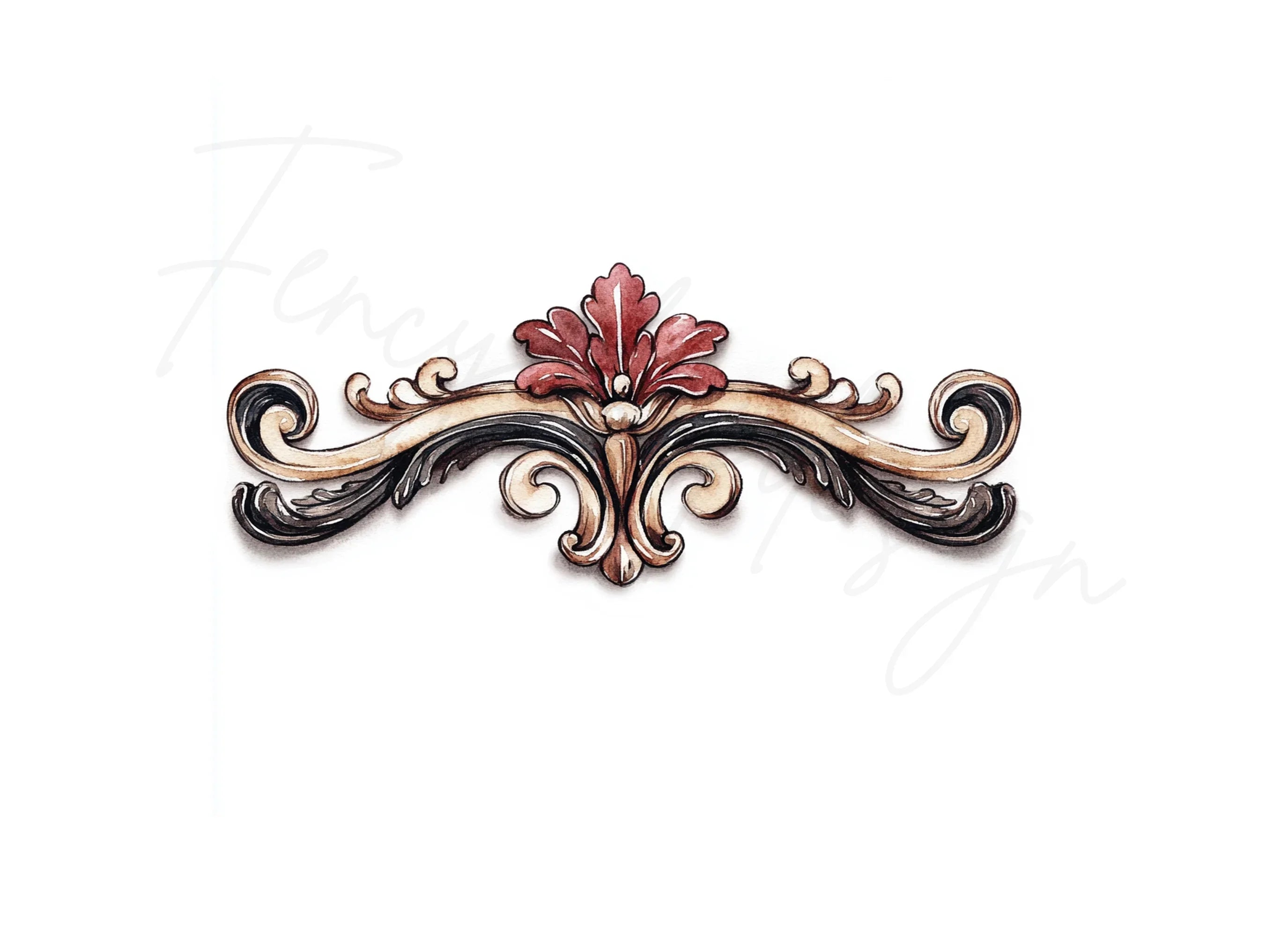 Baroque Scrollwork Borders Clipart Bundle