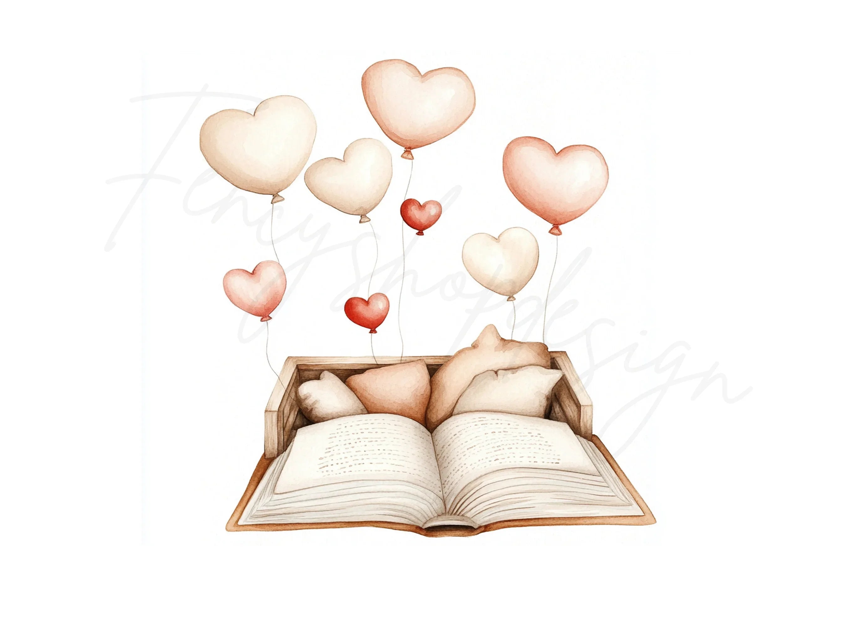 Romantic Book and Balloon Clipart Bundle