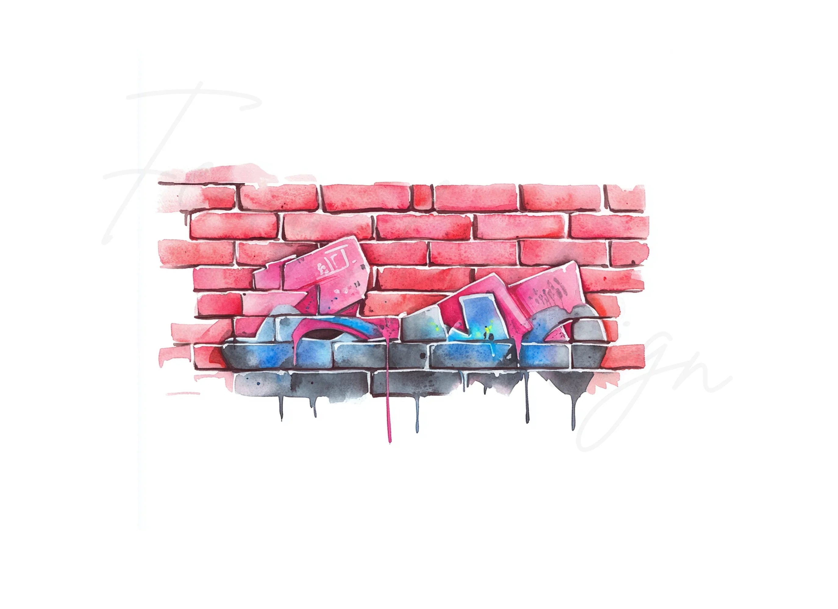Graffiti Brick Wall Clipart Bundle
