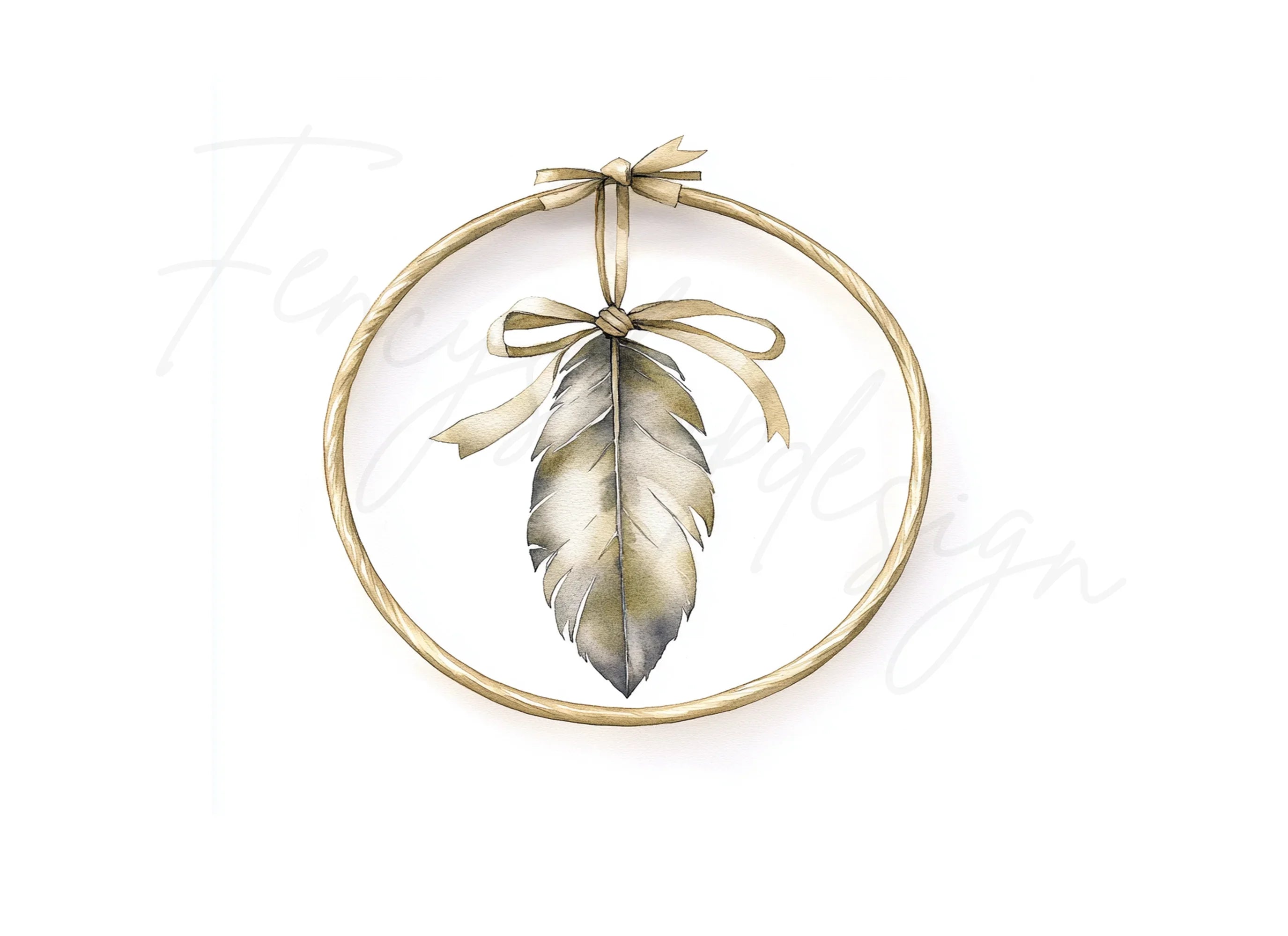 Boho Feather Hoop Clipart Bundle