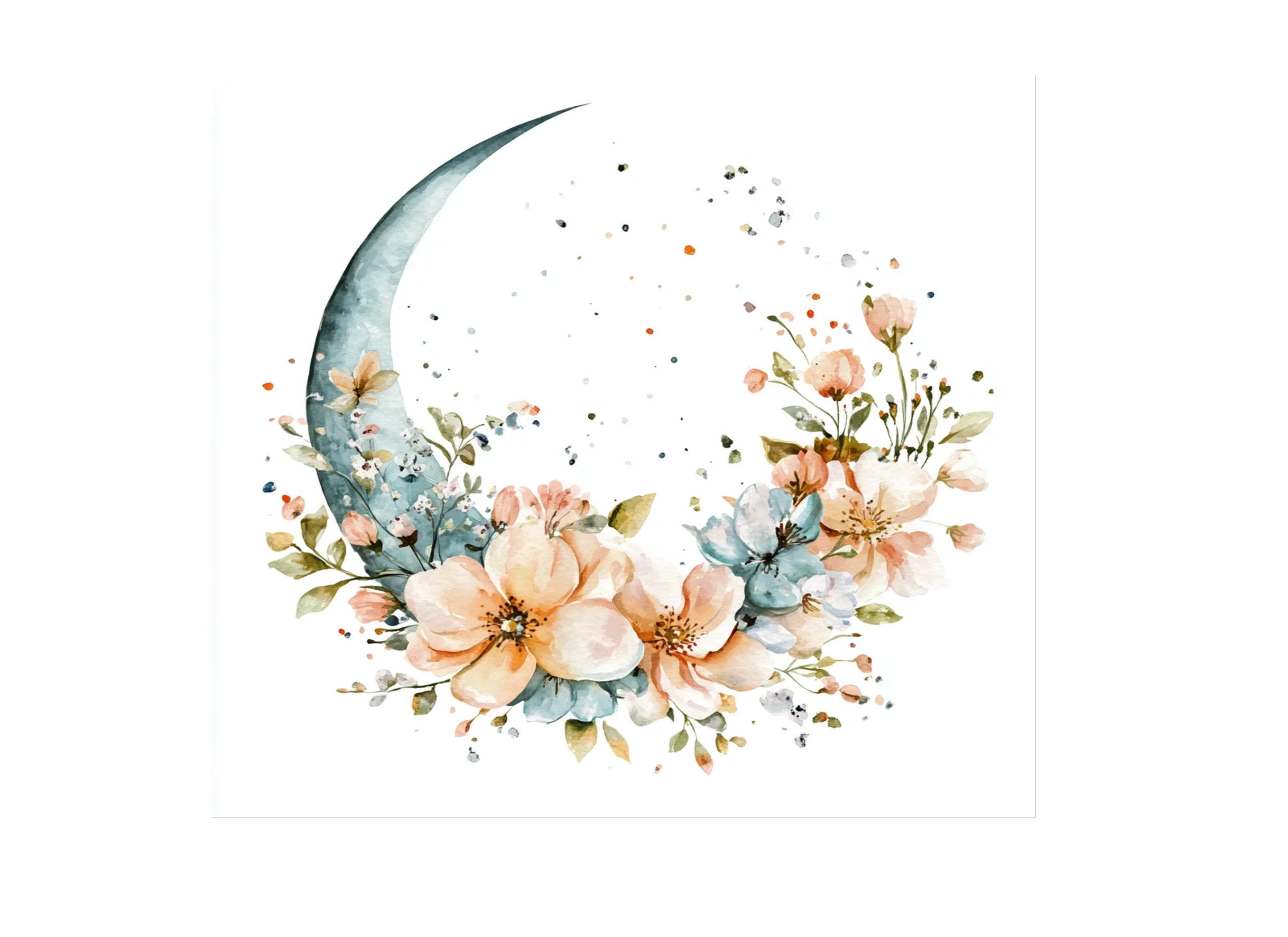 Floral Moon Clipart Bundle