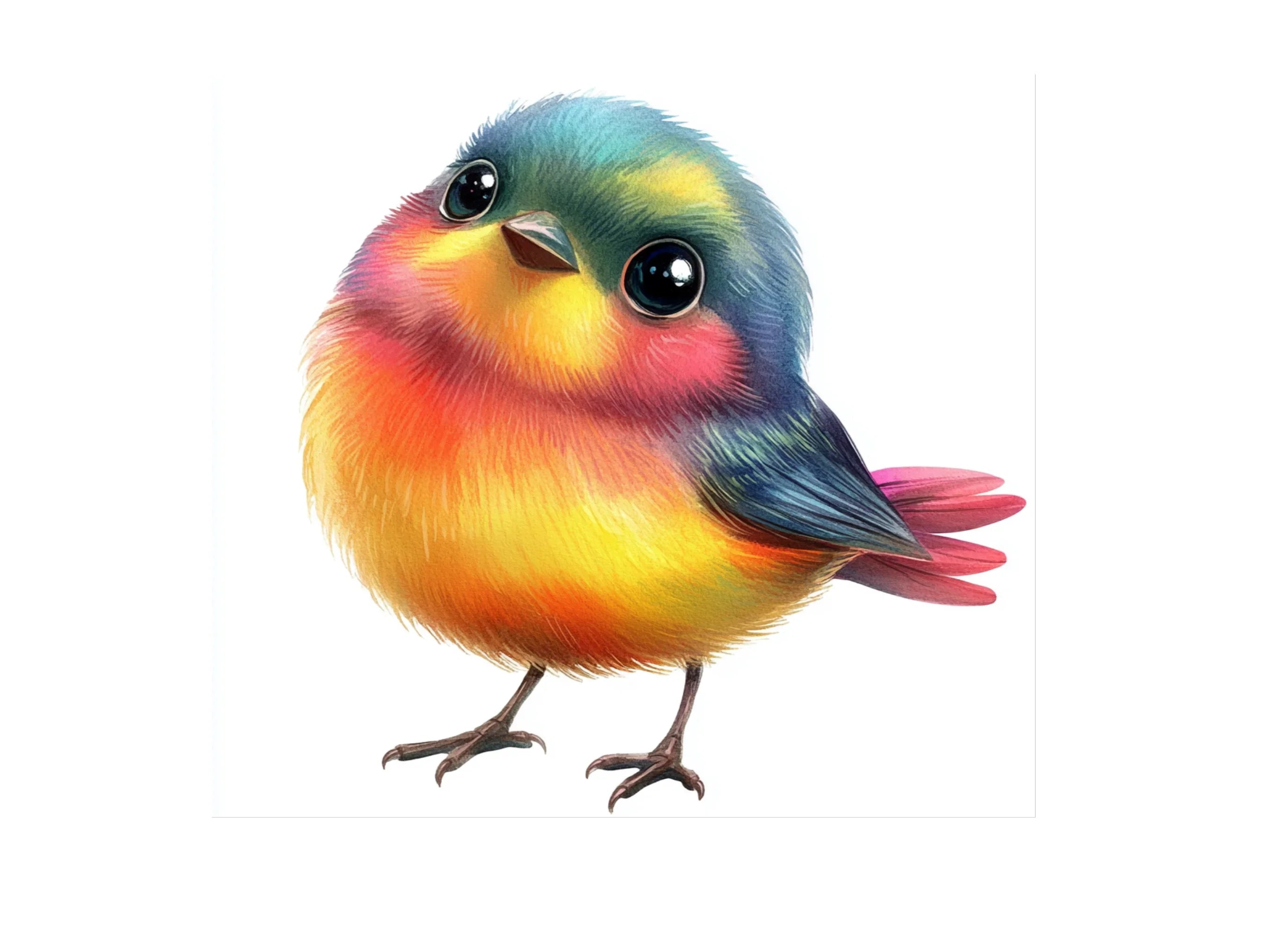 Cute Fluffy Bird Clipart Bundle
